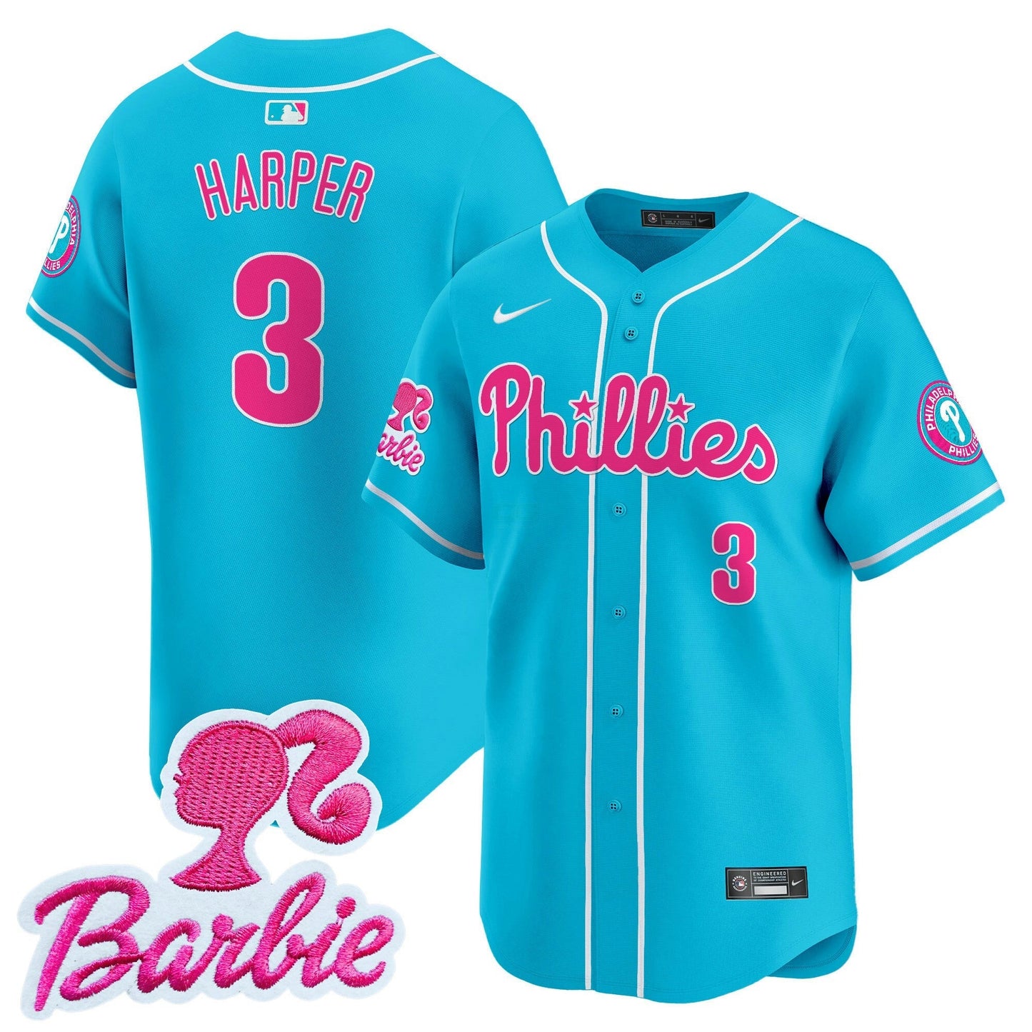 Camisa MLB Philadelphia Phillies Unisex Barbie Patch Vapor Premier Limited Jersey