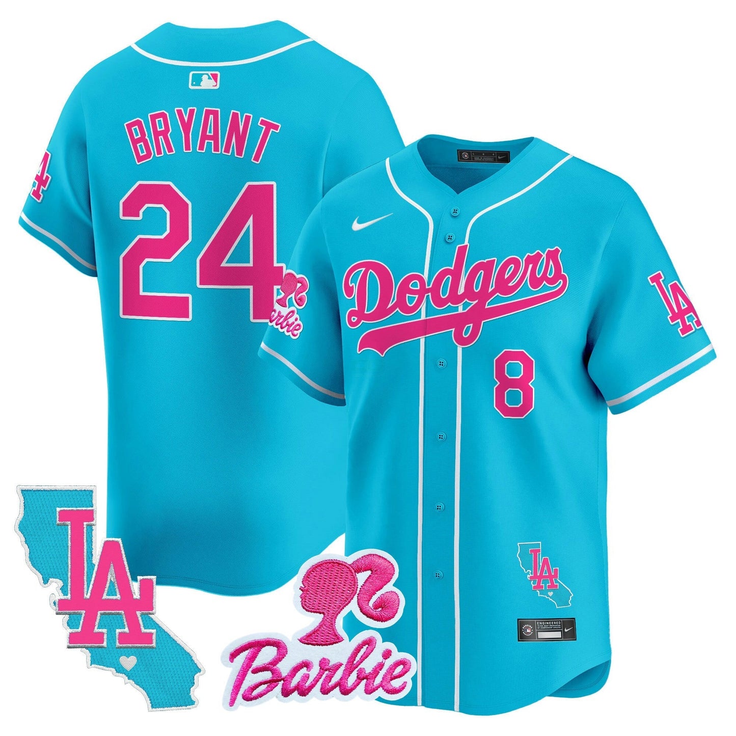 Camisa MLB Los Angeles Dodgers Unisex Barbie Patch Vapor Premier Limited Jersey