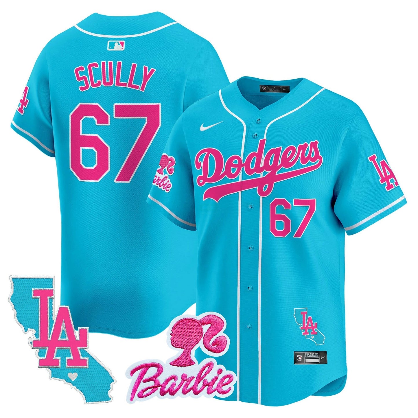 Camisa MLB Los Angeles Dodgers Unisex Barbie Patch Vapor Premier Limited Jersey