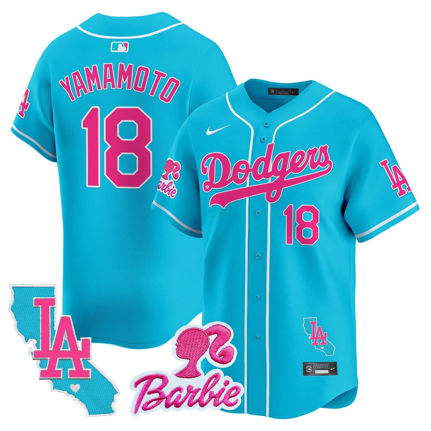 Camisa MLB Los Angeles Dodgers Unisex Barbie Patch Vapor Premier Limited Jersey