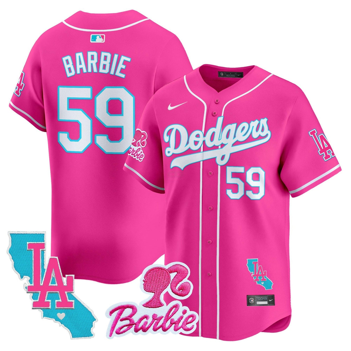 Camisa MLB Los Angeles Dodgers Unisex Barbie Patch Vapor Premier Limited Jersey