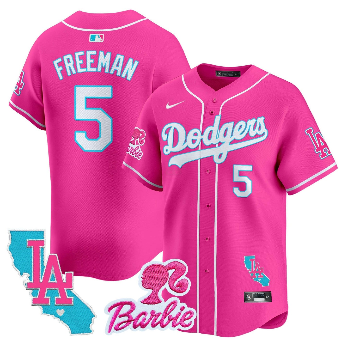 Camisa MLB Los Angeles Dodgers Unisex Barbie Patch Vapor Premier Limited Jersey