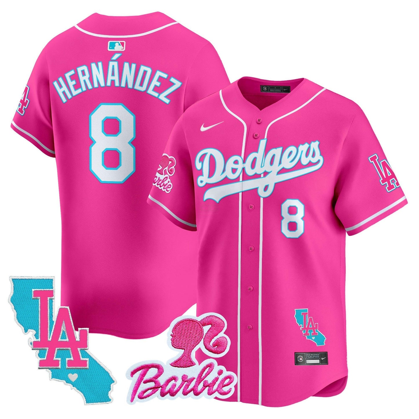 Camisa MLB Los Angeles Dodgers Unisex Barbie Patch Vapor Premier Limited Jersey