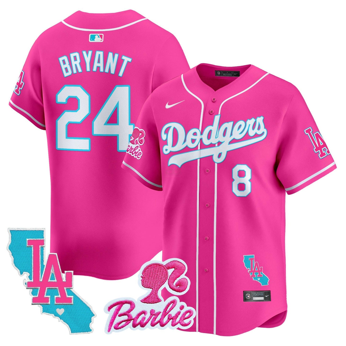 Camisa MLB Los Angeles Dodgers Unisex Barbie Patch Vapor Premier Limited Jersey