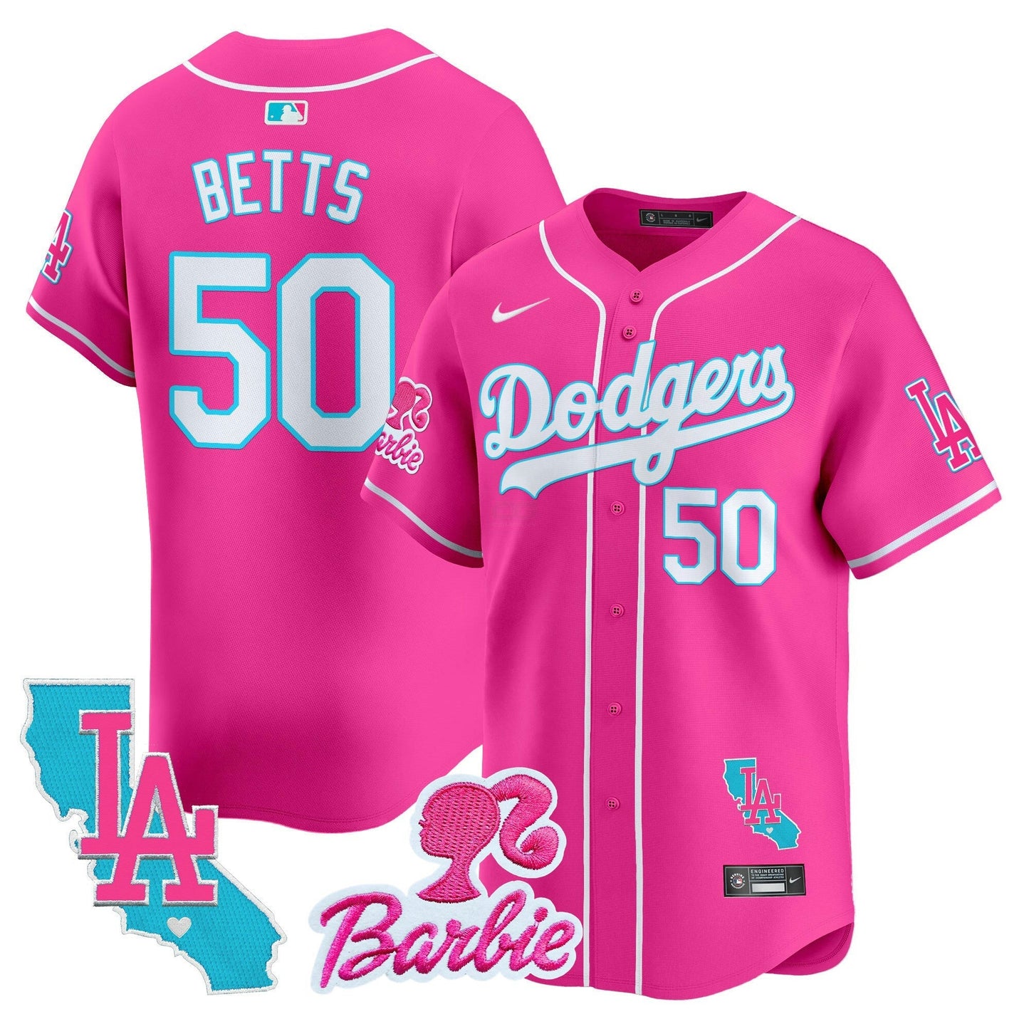 Camisa MLB Los Angeles Dodgers Unisex Barbie Patch Vapor Premier Limited Jersey