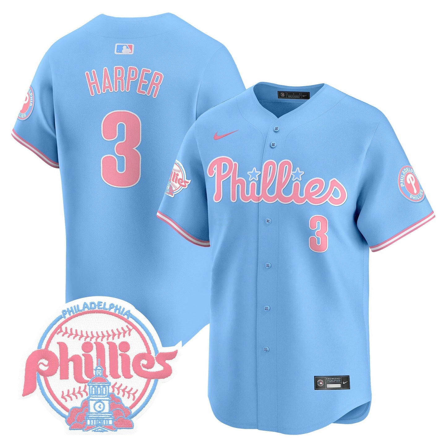 Camisa MLB Philadelphia Phillies Unisex Bubblegum Pink Vapor Premier Limited Jersey V2