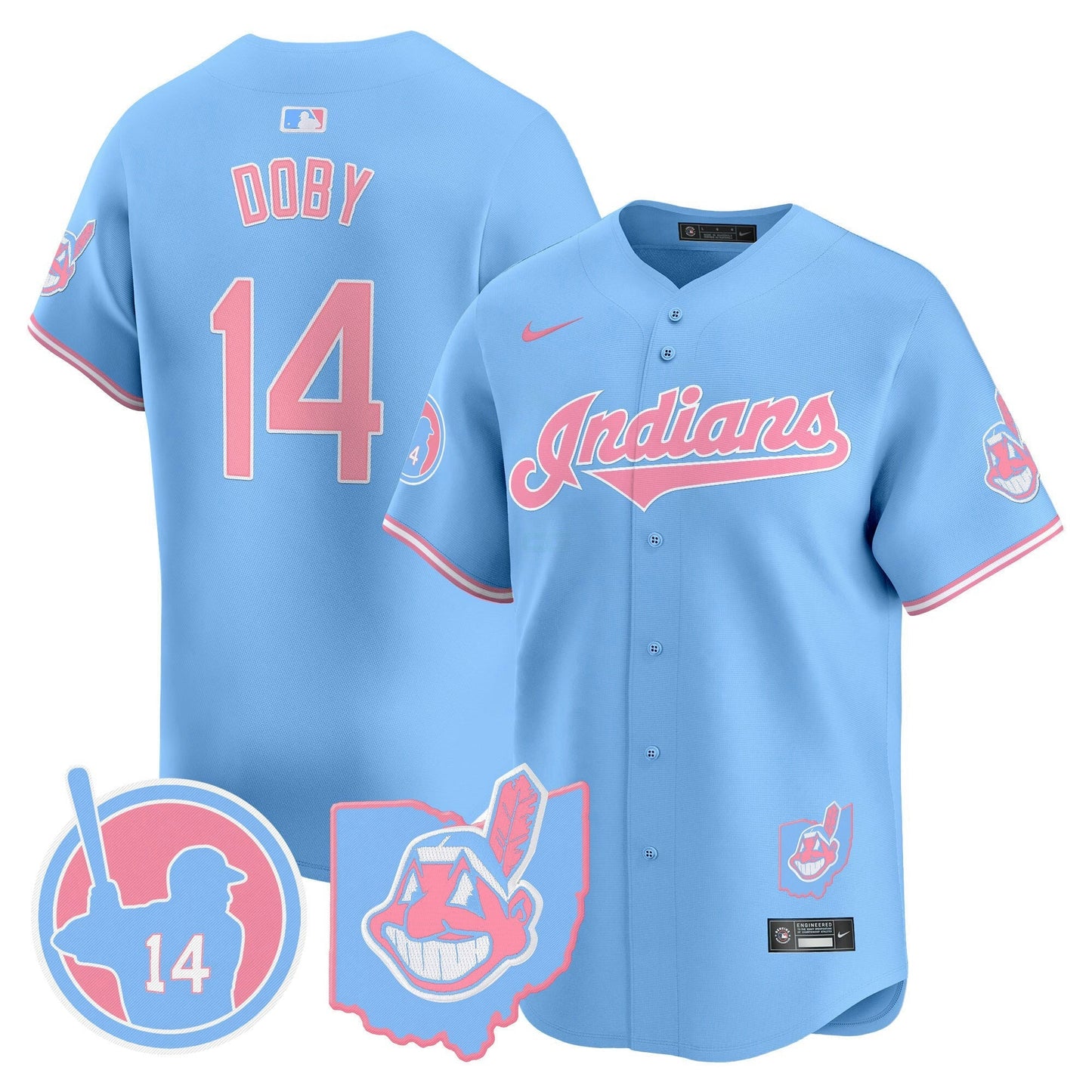 Camisa MLB Unisex Cleveland Indians Larry Doby Bubblegum Pink Vapor Premier Limited Jersey