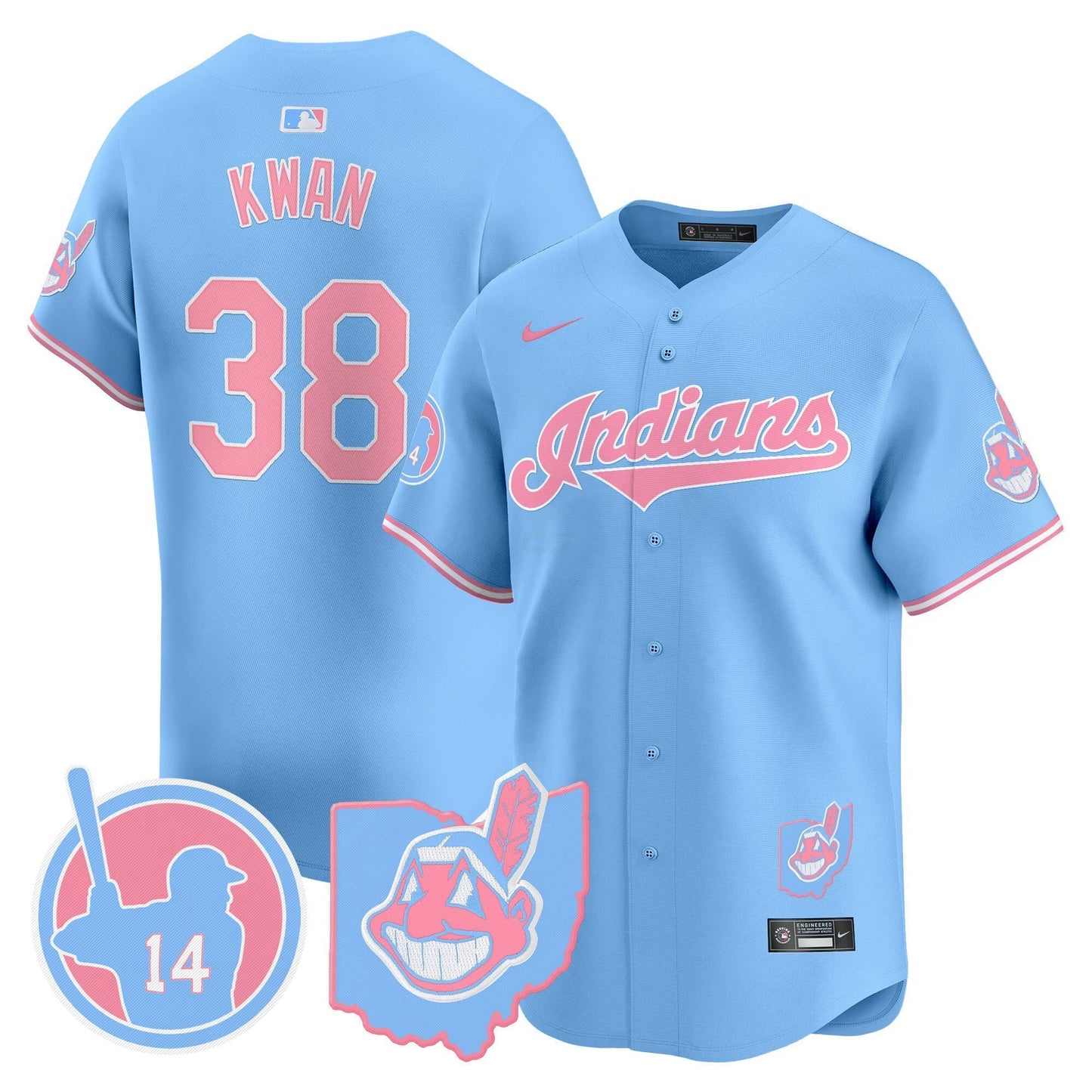 Camisa MLB Unisex Cleveland Indians Larry Doby Bubblegum Pink Vapor Premier Limited Jersey