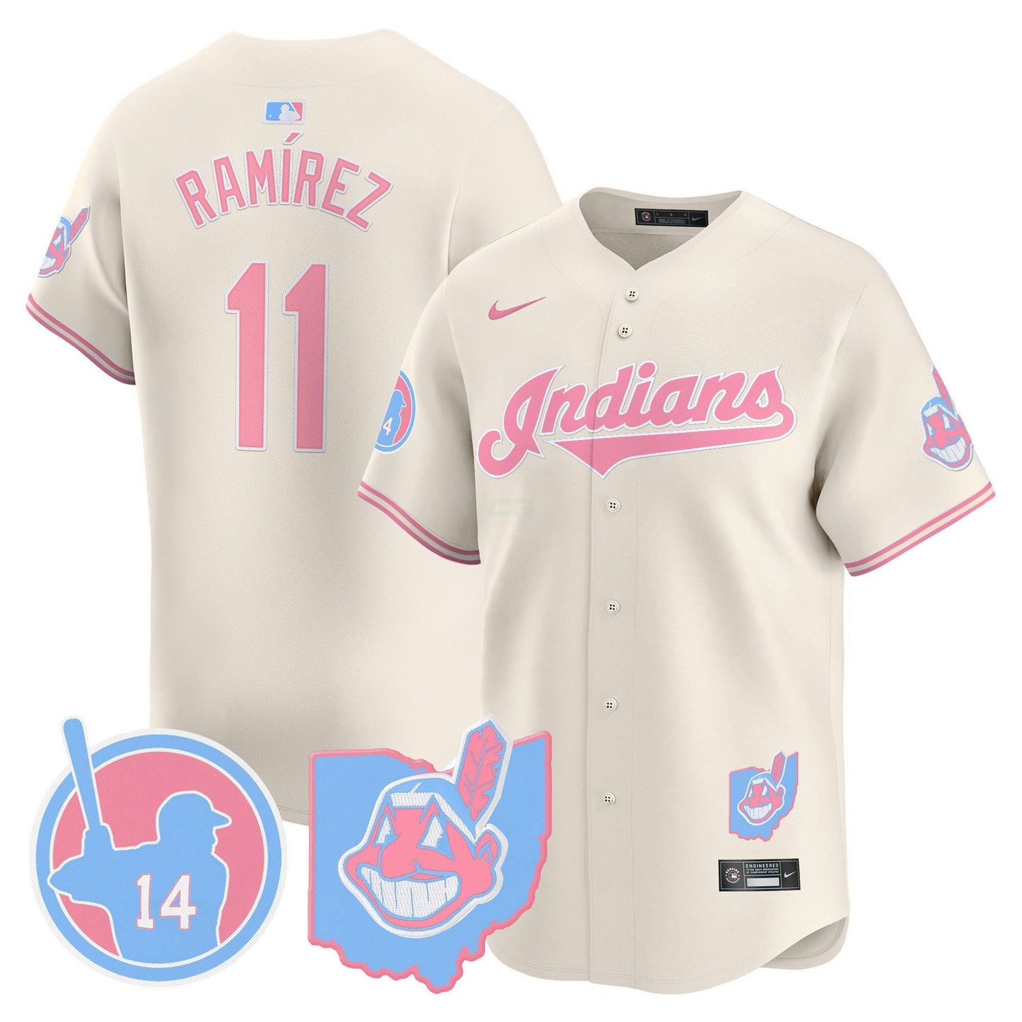 Camisa MLB Unisex Cleveland Indians Larry Doby Bubblegum Pink Vapor Premier Limited Jersey