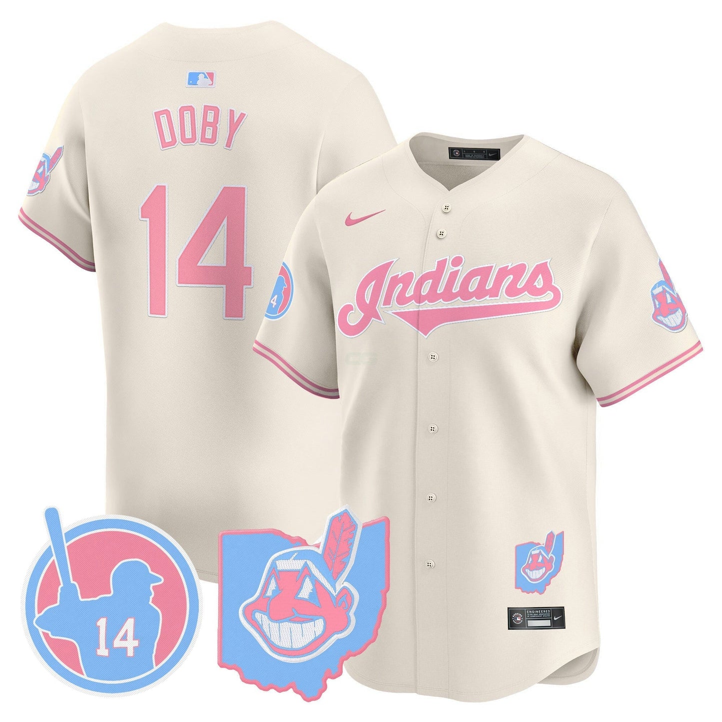 Camisa MLB Unisex Cleveland Indians Larry Doby Bubblegum Pink Vapor Premier Limited Jersey