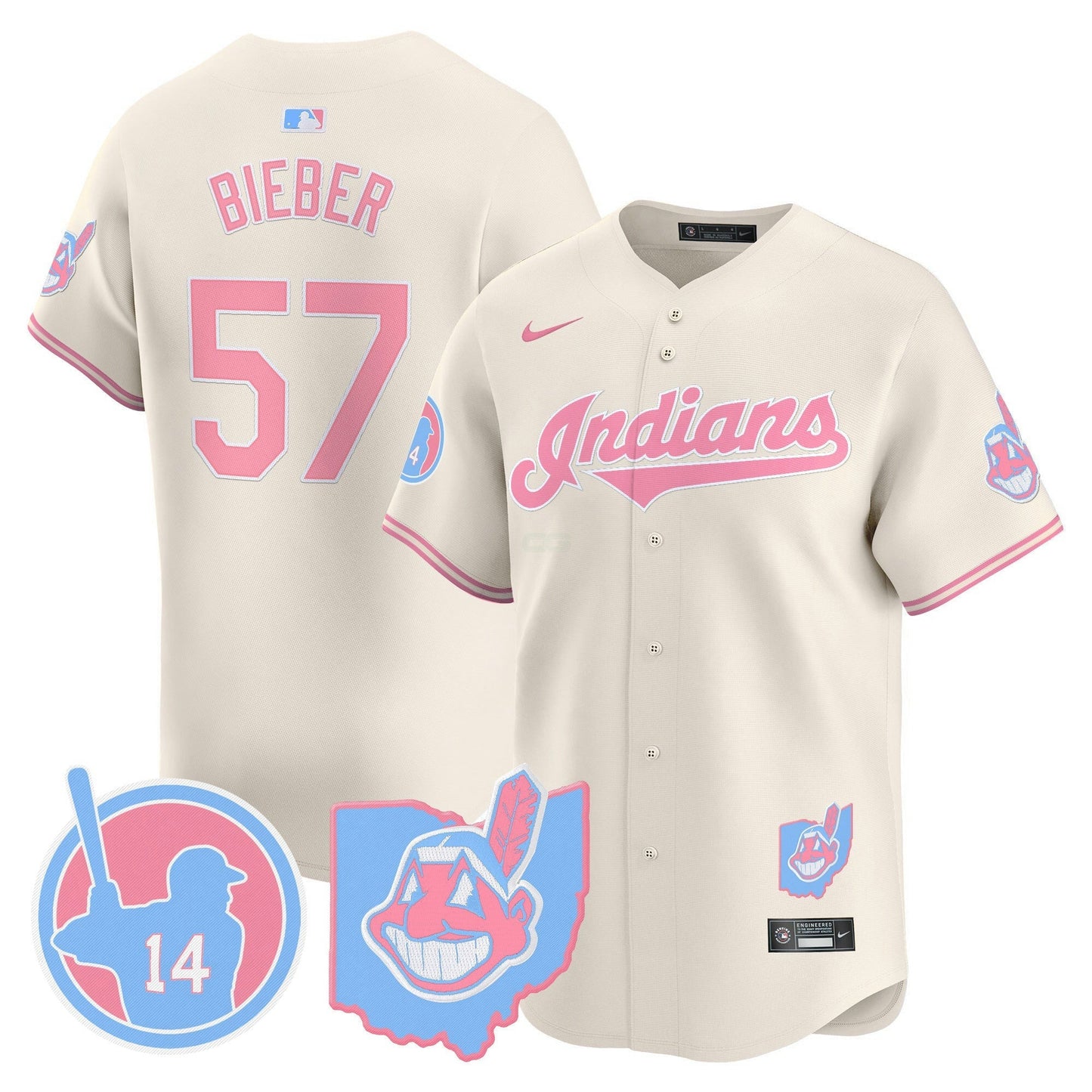 Camisa MLB Unisex Cleveland Indians Larry Doby Bubblegum Pink Vapor Premier Limited Jersey