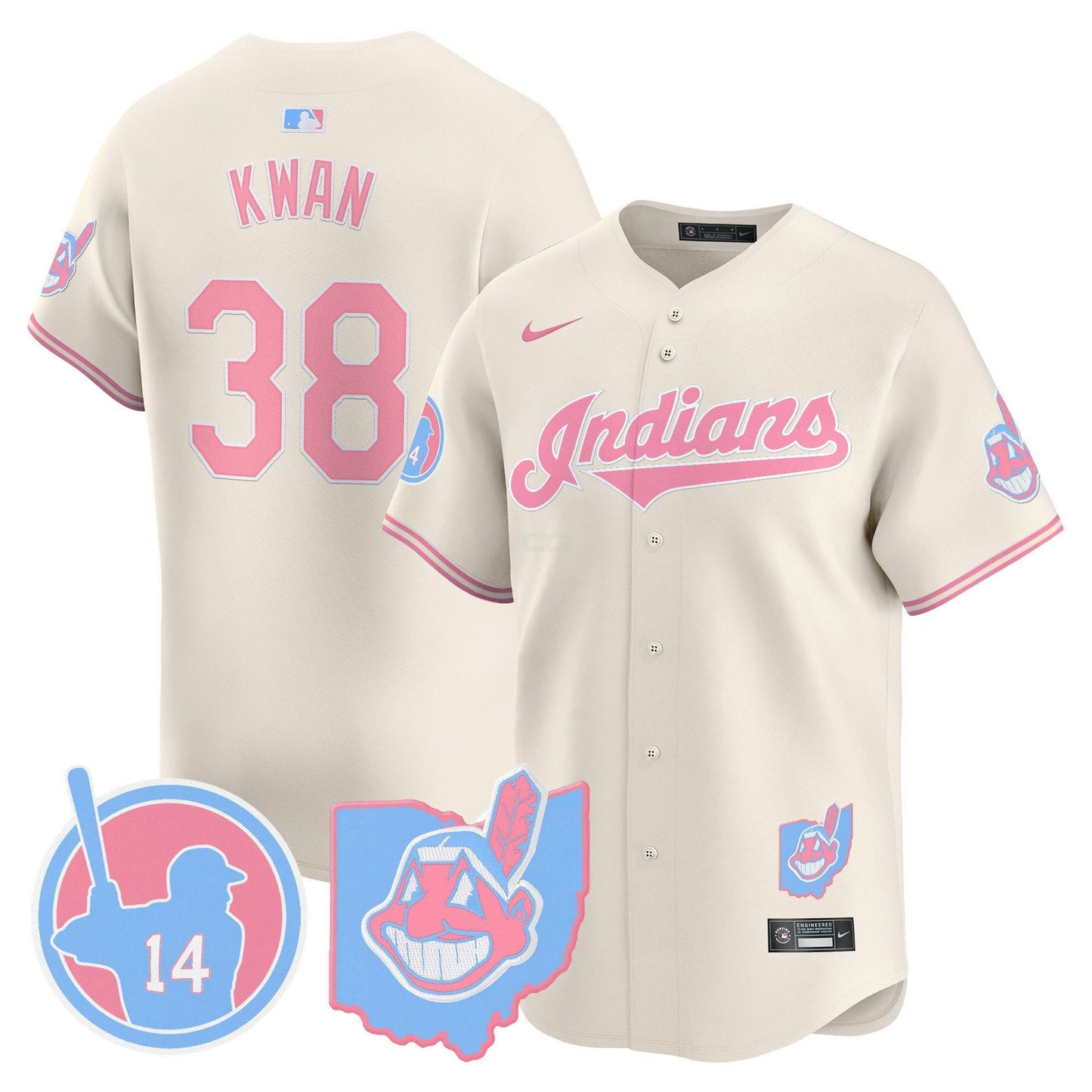 Camisa MLB Unisex Cleveland Indians Larry Doby Bubblegum Pink Vapor Premier Limited Jersey