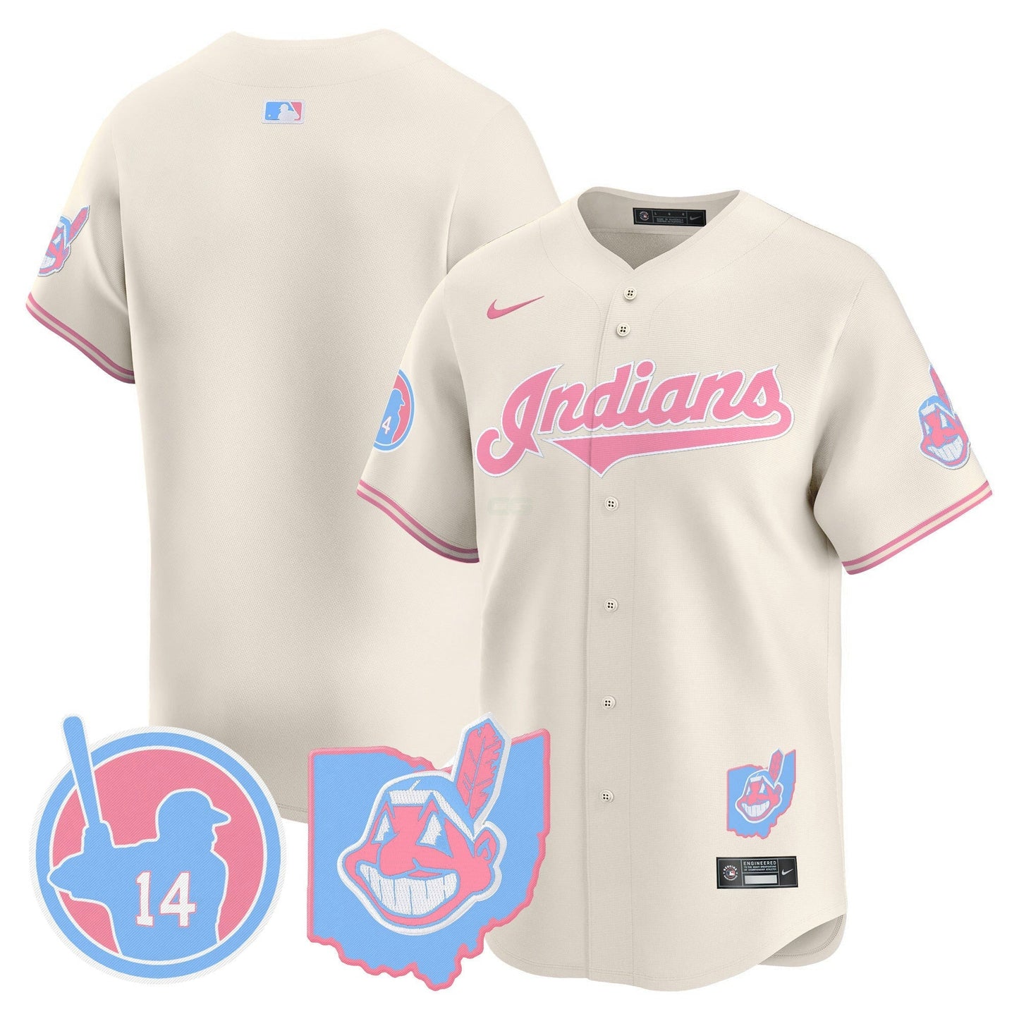 Camisa MLB Unisex Cleveland Indians Larry Doby Bubblegum Pink Vapor Premier Limited Jersey