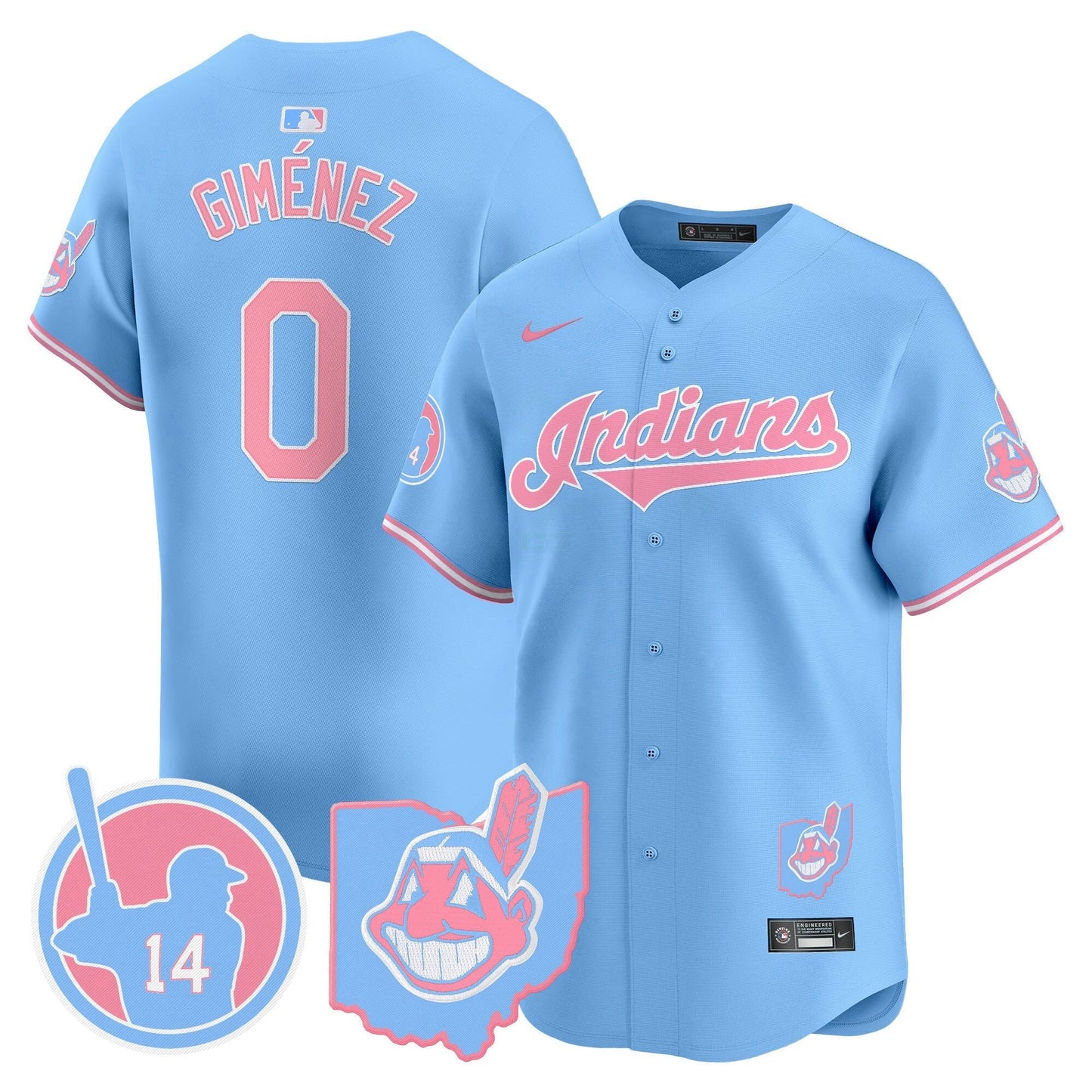 Camisa MLB Unisex Cleveland Indians Larry Doby Bubblegum Pink Vapor Premier Limited Jersey