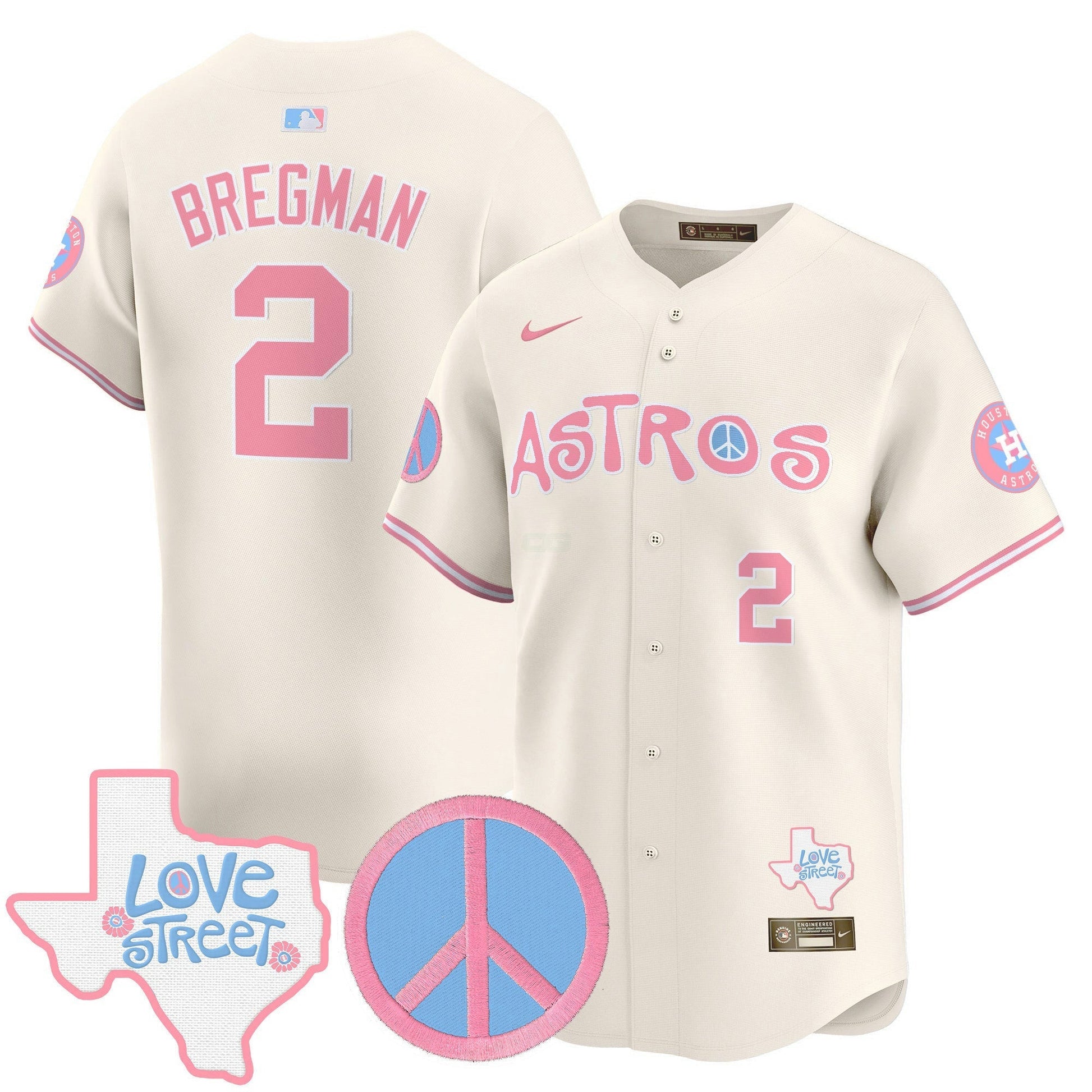 Camisa MLB Unisex Love Street & Peace Sign Patch Bubblegum Pink Vapor Premier Limited Jersey