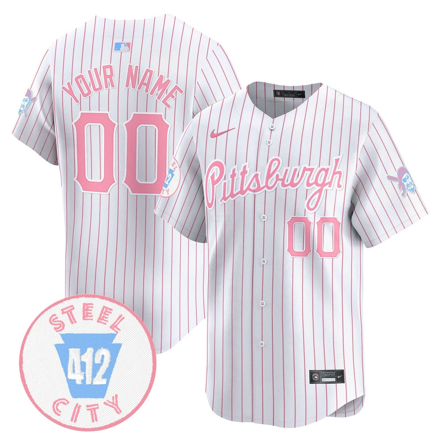 Camisa MLB Unisex Pittsburgh Bubblegum Pink Vapor Premier Limited Jersey - Personalizada