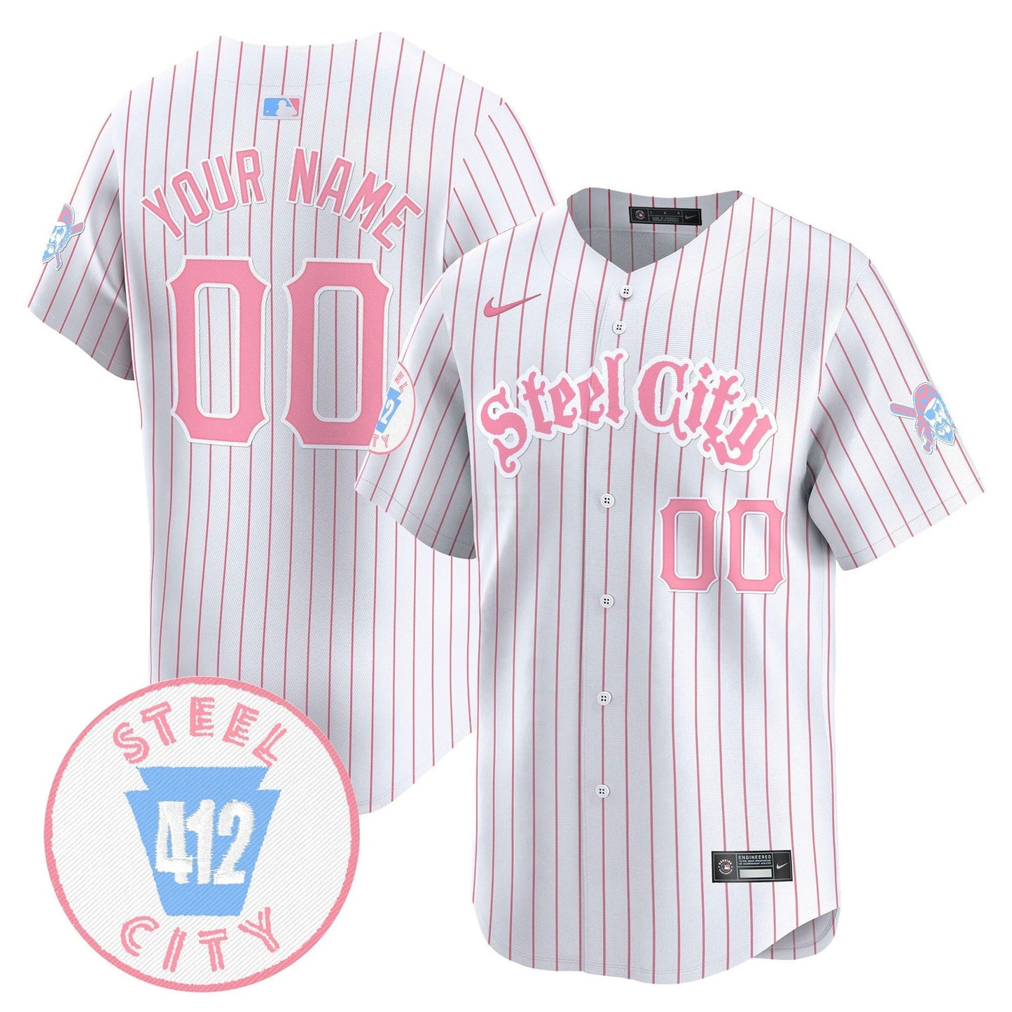 Camisa MLB Unisex Pittsburgh Bubblegum Pink Vapor Premier Limited Jersey V2 - Personalizada