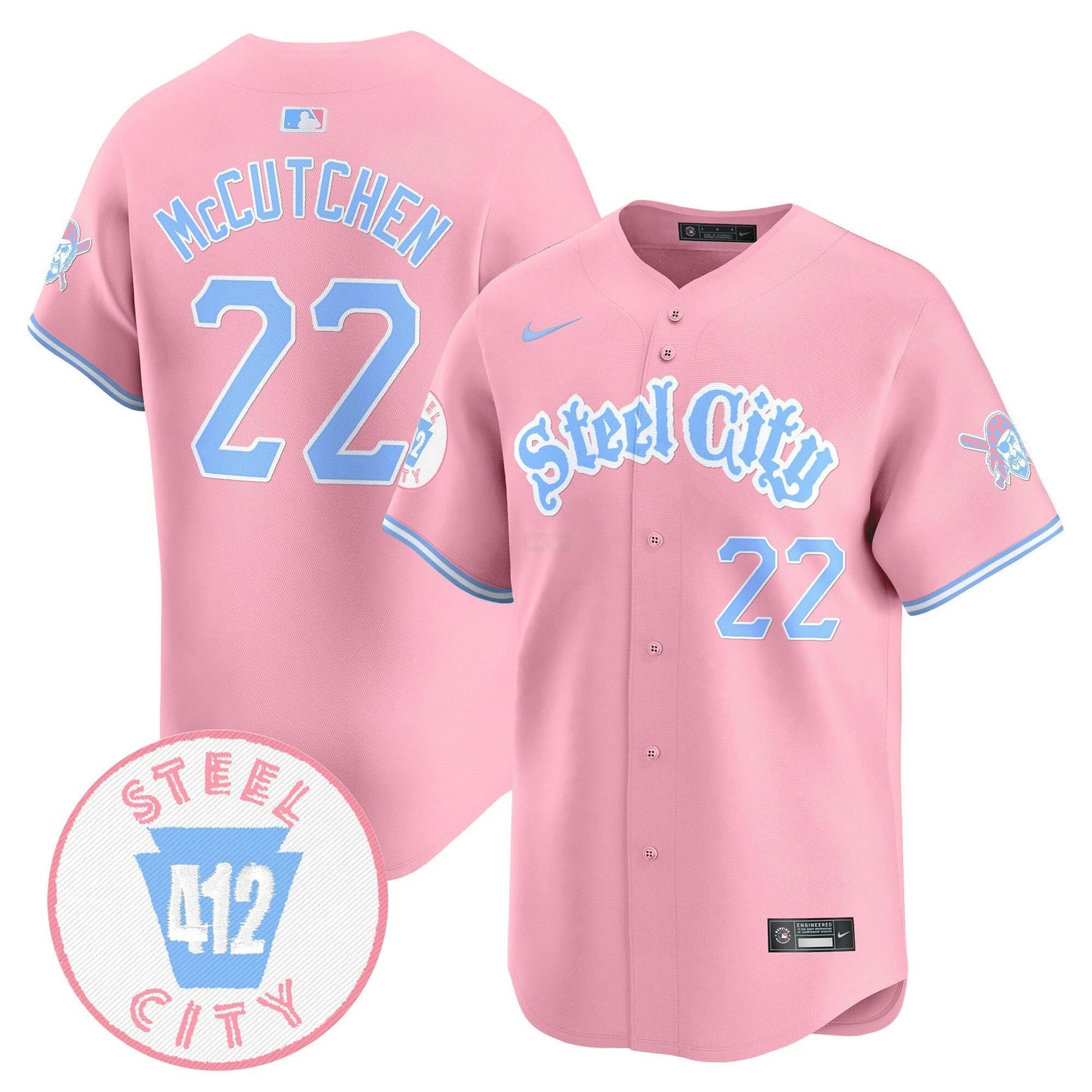 Camisa MLB Unisex Pittsburgh Bubblegum Pink Vapor Premier Limited Jersey V2
