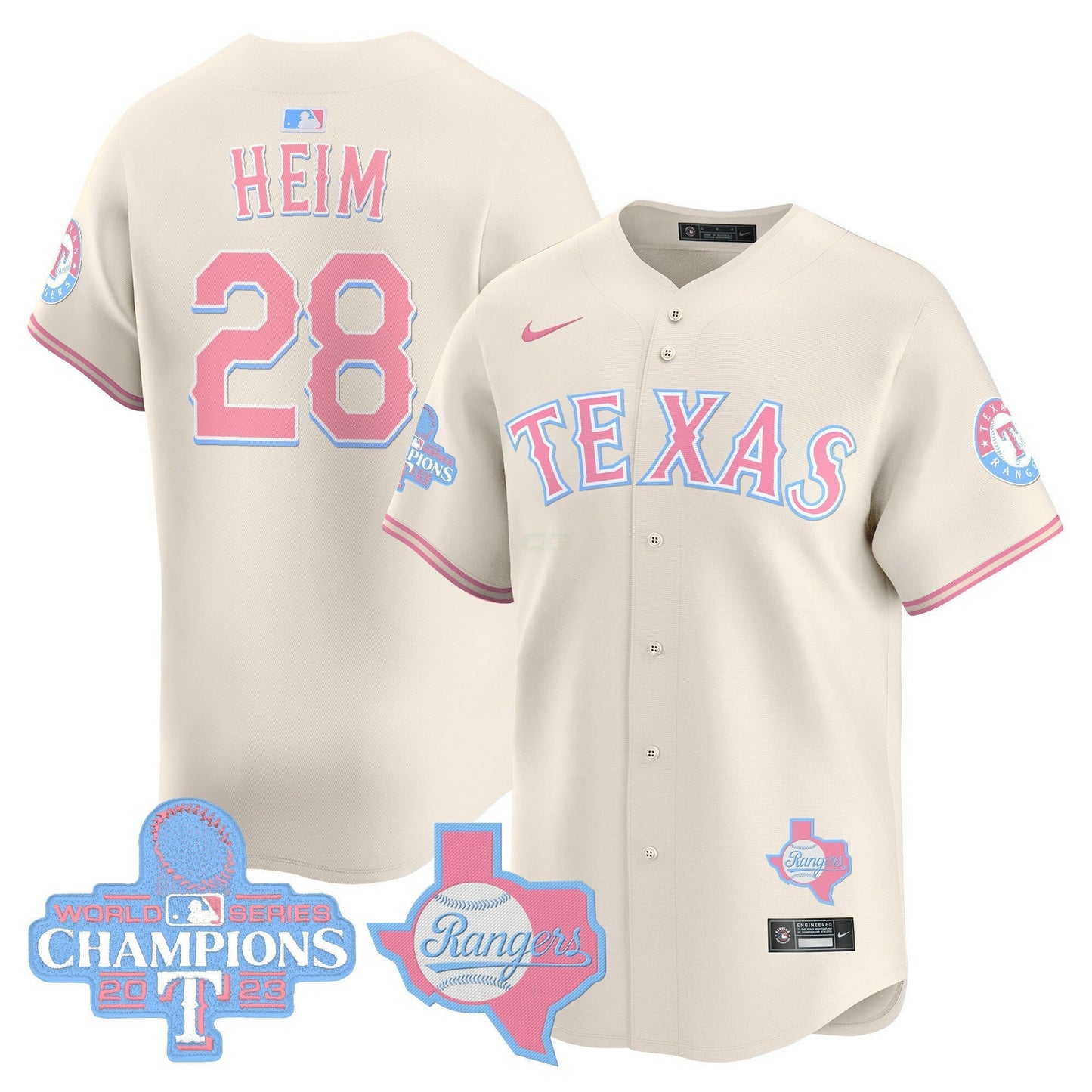Camisa MLB Unisex Texas Bubblegum Pink Vapor Premier Limited Jersey