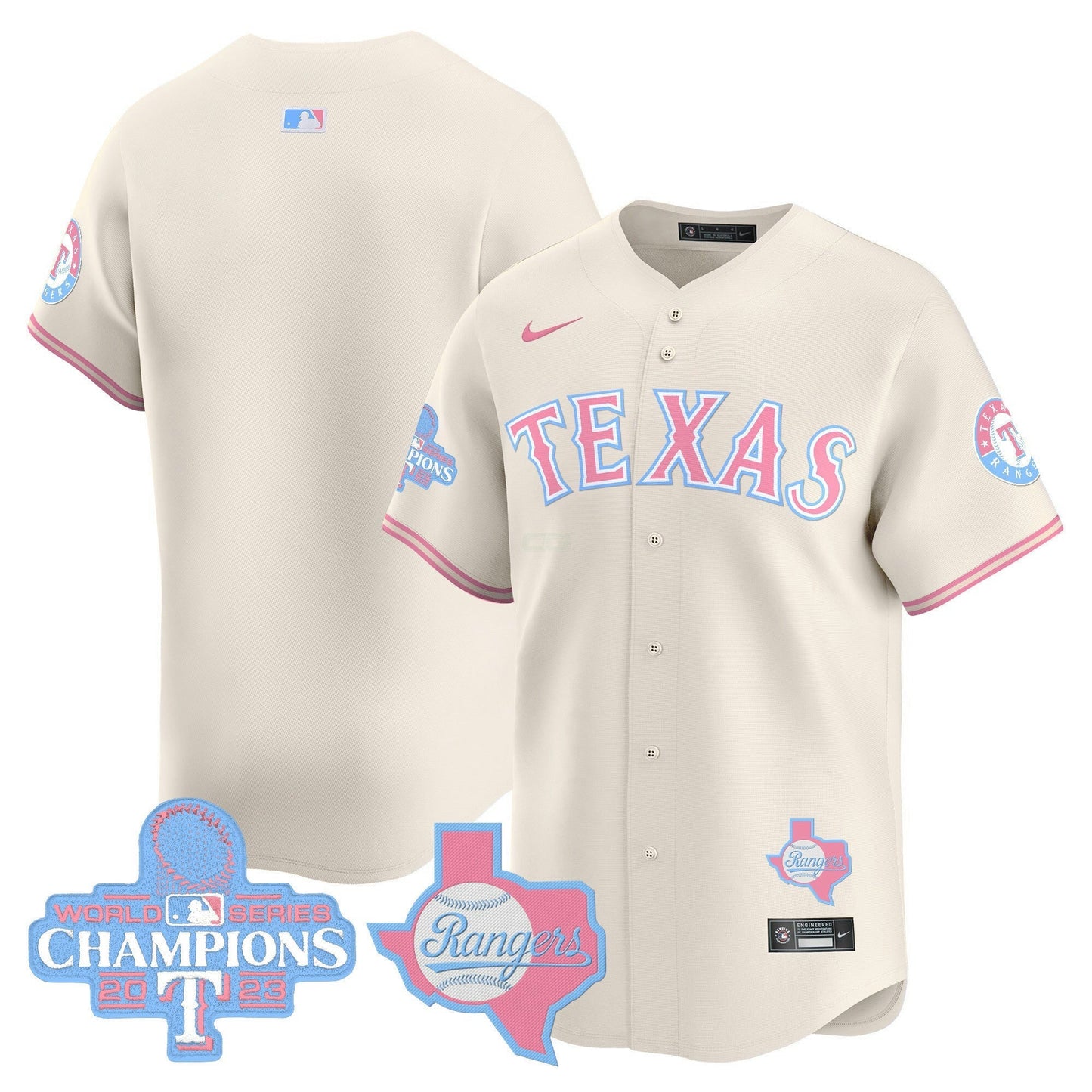 Camisa MLB Unisex Texas Bubblegum Pink Vapor Premier Limited Jersey