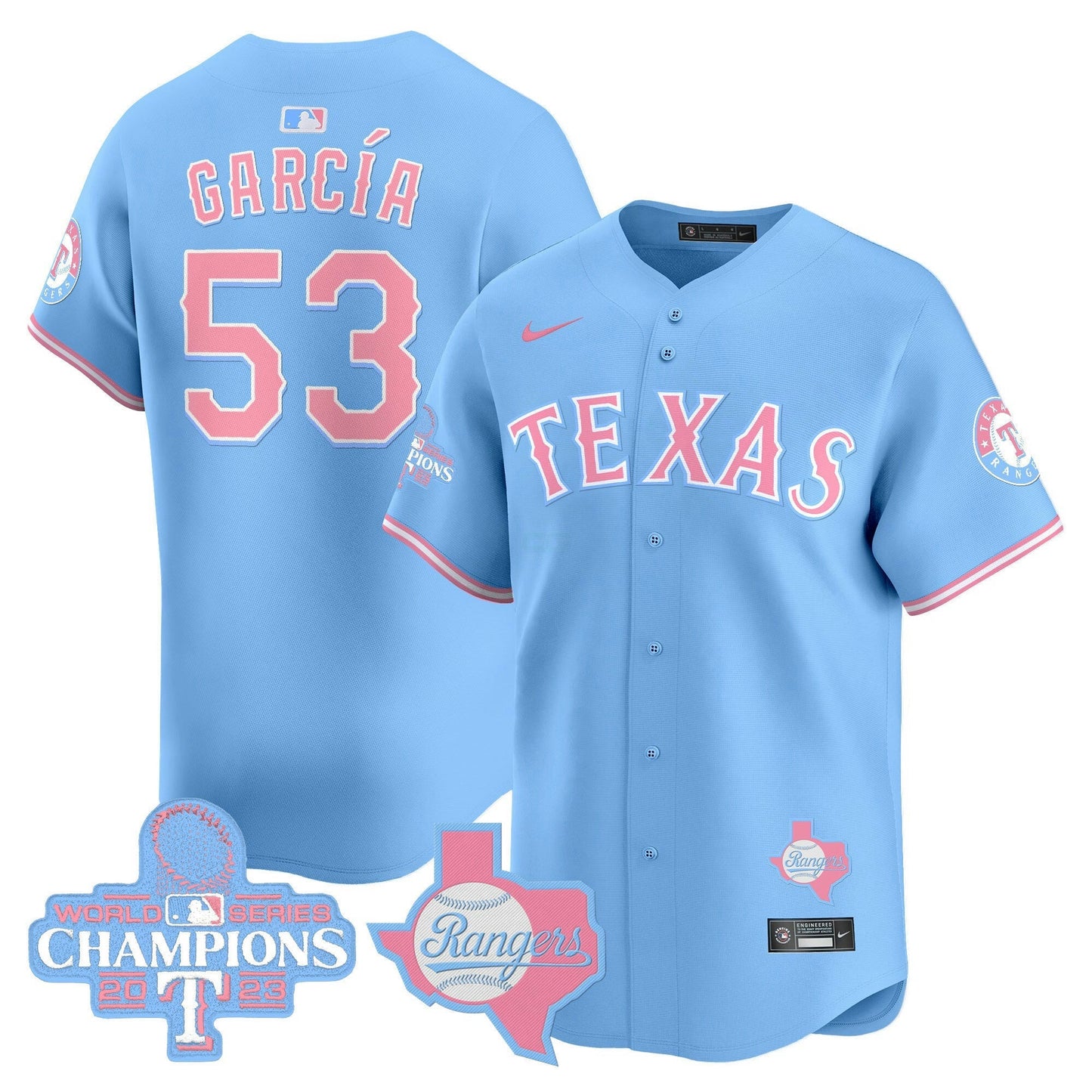 Camisa MLB Unisex Texas Bubblegum Pink Vapor Premier Limited Jersey