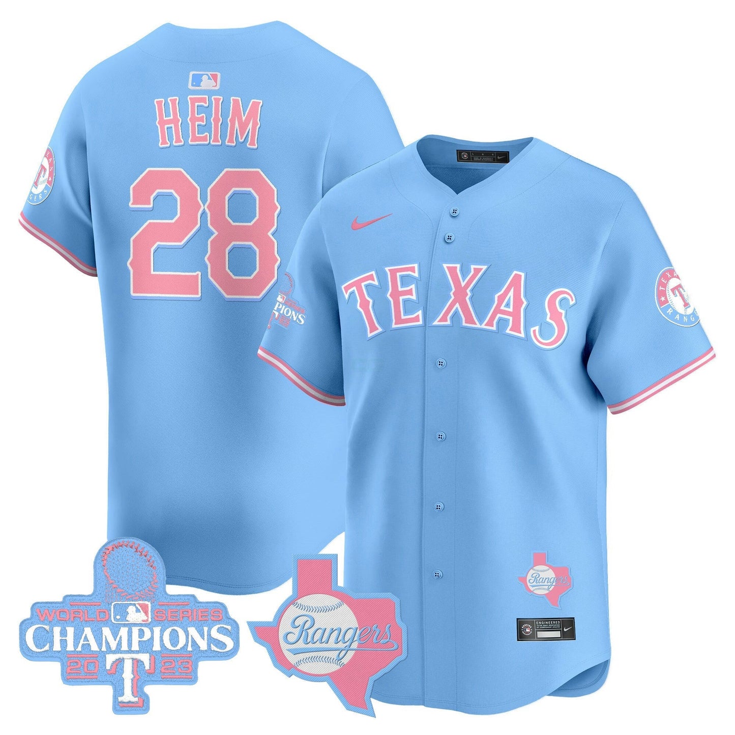 Camisa MLB Unisex Texas Bubblegum Pink Vapor Premier Limited Jersey