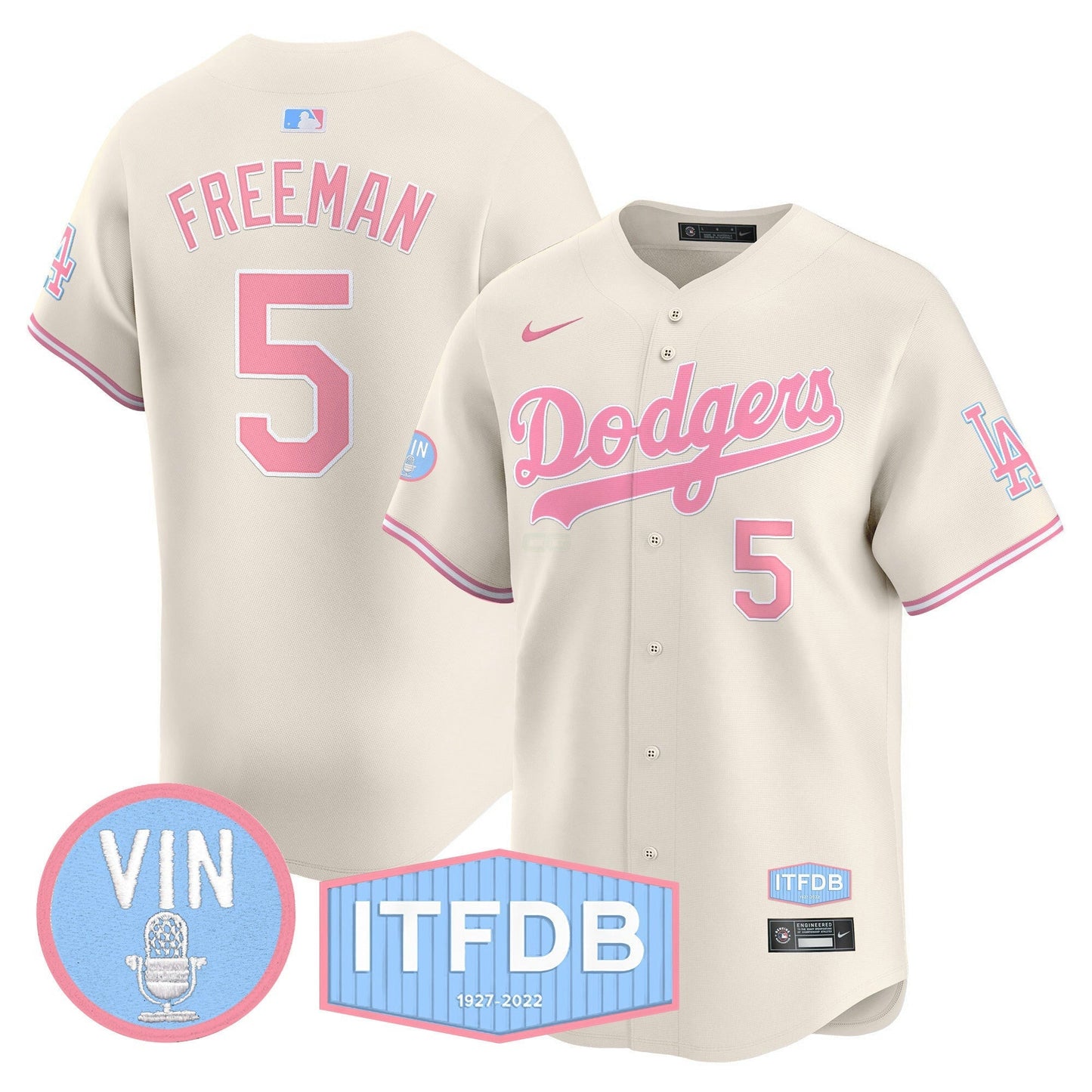 Camisa MLB Unisex Vin ITFDB Patch Bubblegum Pink Vapor Premier Limited Jersey