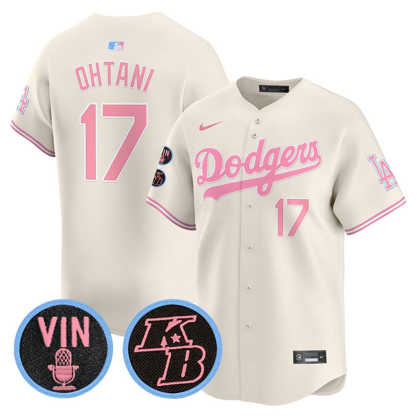 Camisa MLB Unisex Vin & Kobe Patch Bubblegum Pink Vapor Premier Limited Jersey