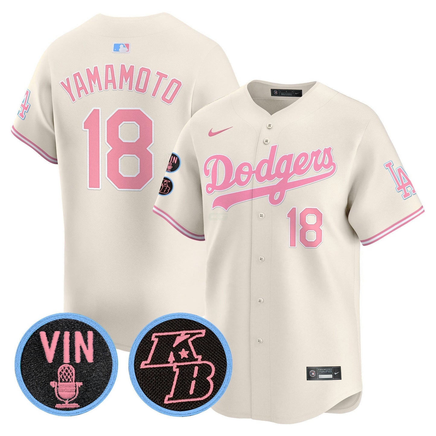 Camisa MLB Unisex Vin & Kobe Patch Bubblegum Pink Vapor Premier Limited Jersey