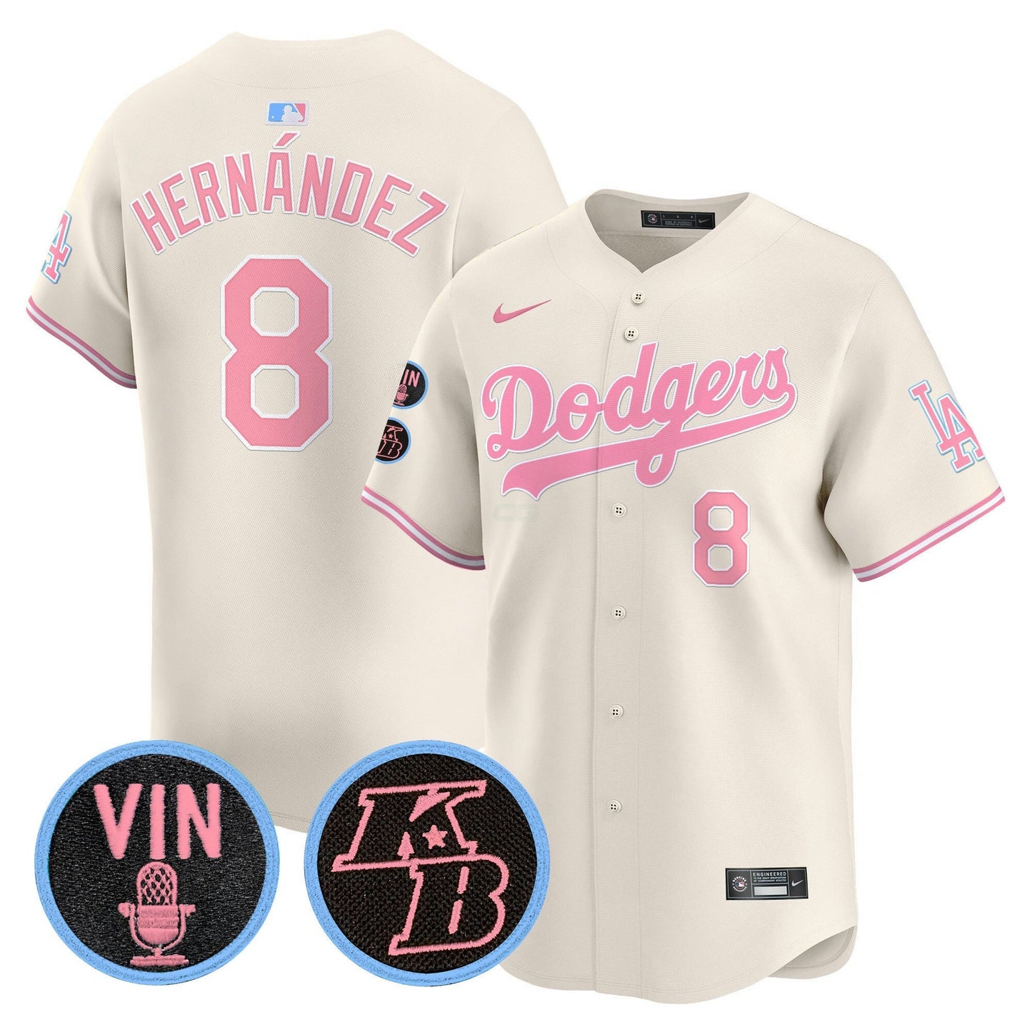 Camisa MLB Unisex Vin & Kobe Patch Bubblegum Pink Vapor Premier Limited Jersey
