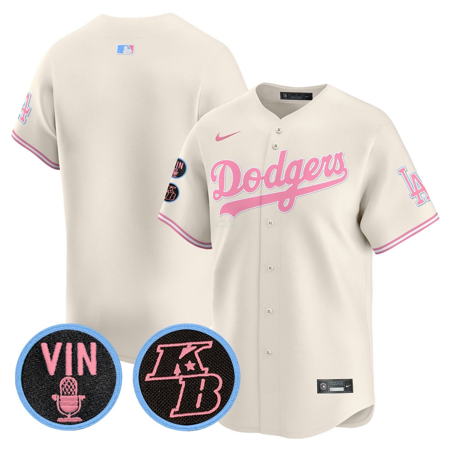 Camisa MLB Unisex Vin & Kobe Patch Bubblegum Pink Vapor Premier Limited Jersey