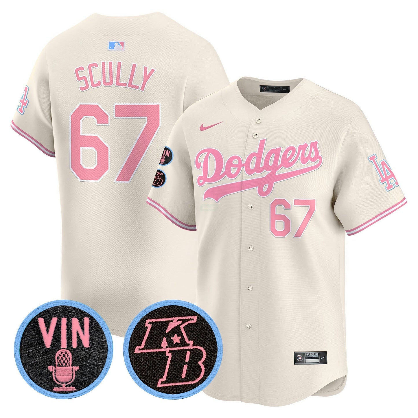 Camisa MLB Unisex Vin & Kobe Patch Bubblegum Pink Vapor Premier Limited Jersey