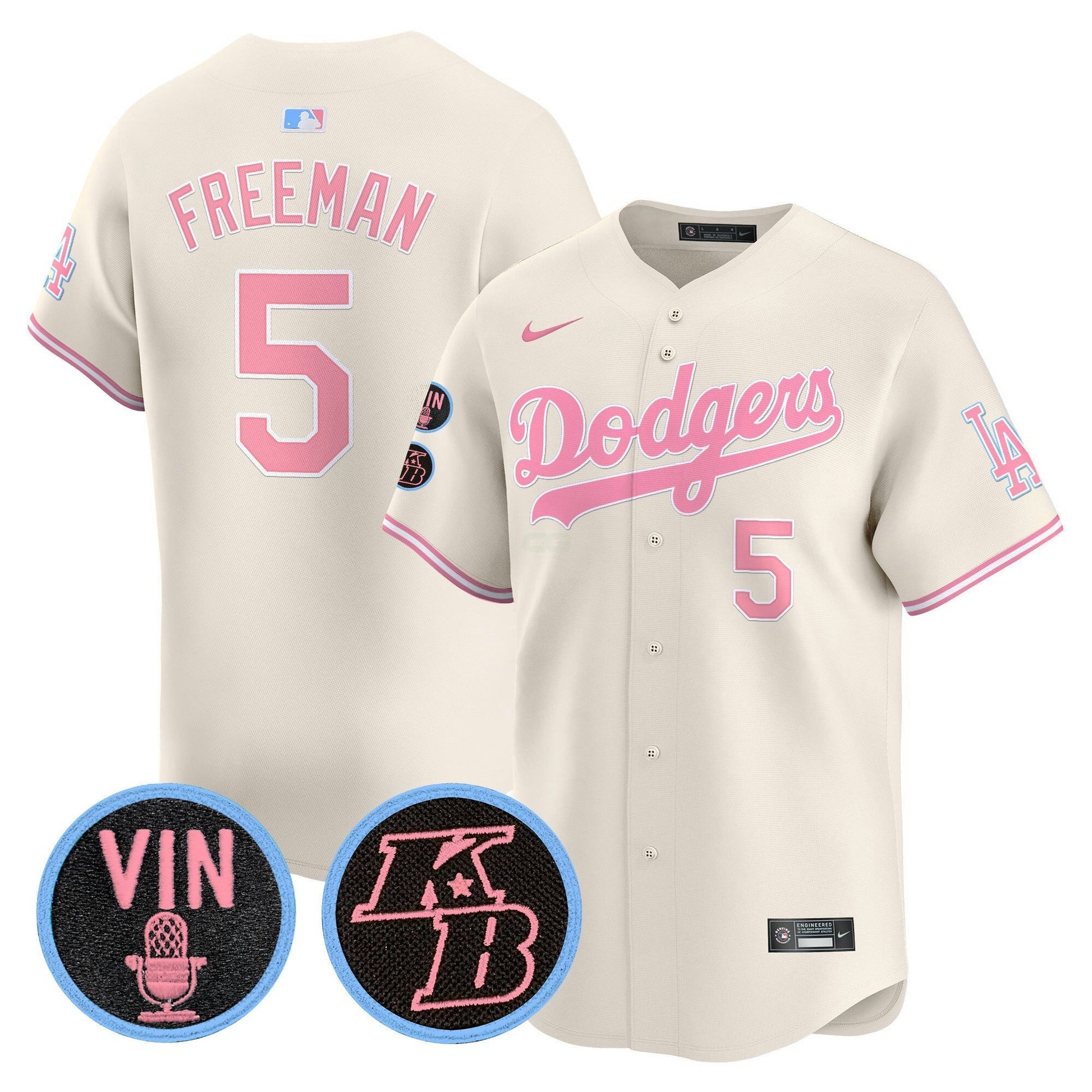 Camisa MLB Unisex Vin & Kobe Patch Bubblegum Pink Vapor Premier Limited Jersey