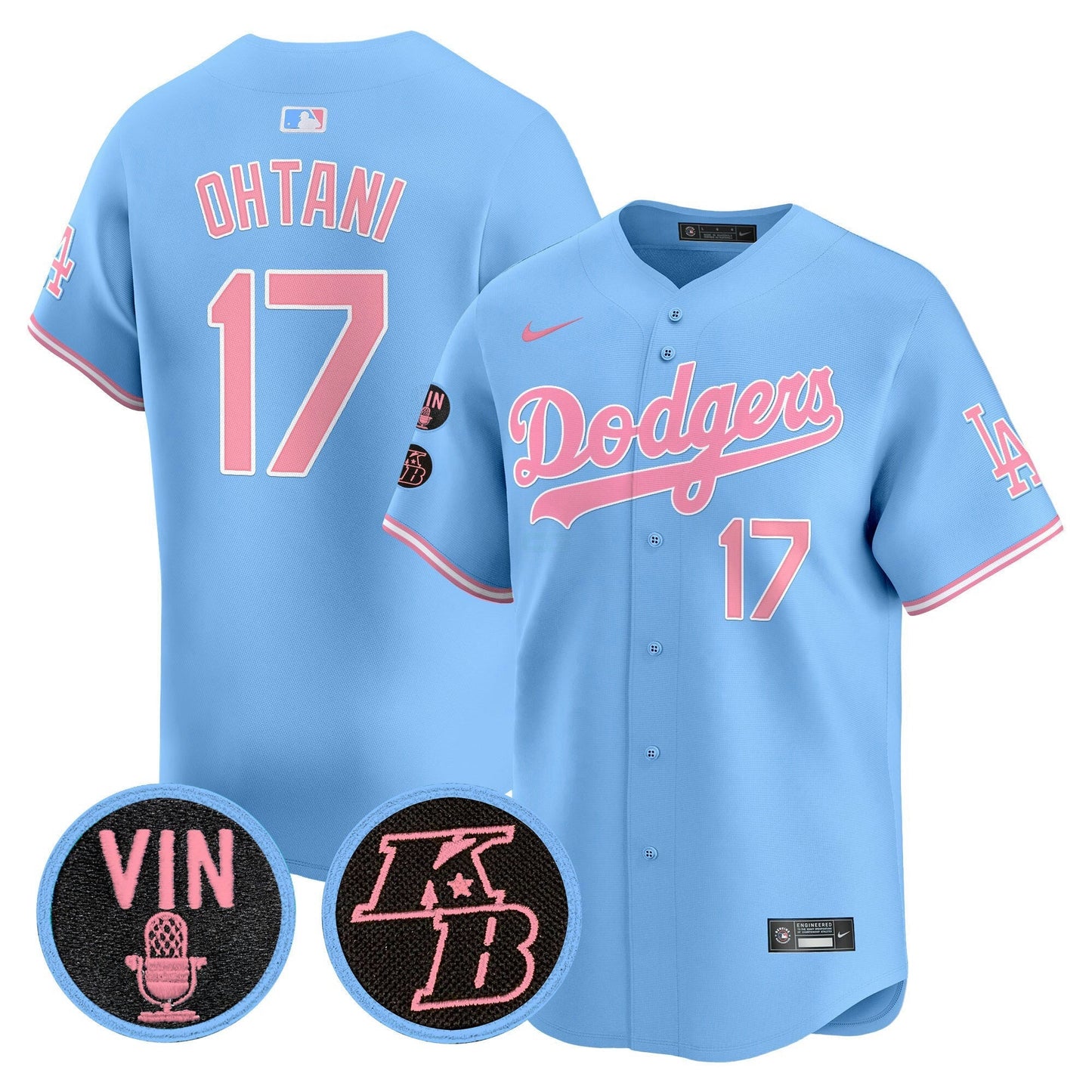 Camisa MLB Unisex Vin & Kobe Patch Bubblegum Pink Vapor Premier Limited Jersey