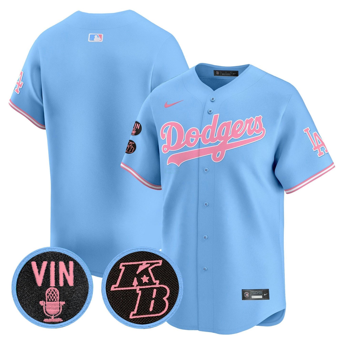 Camisa MLB Unisex Vin & Kobe Patch Bubblegum Pink Vapor Premier Limited Jersey