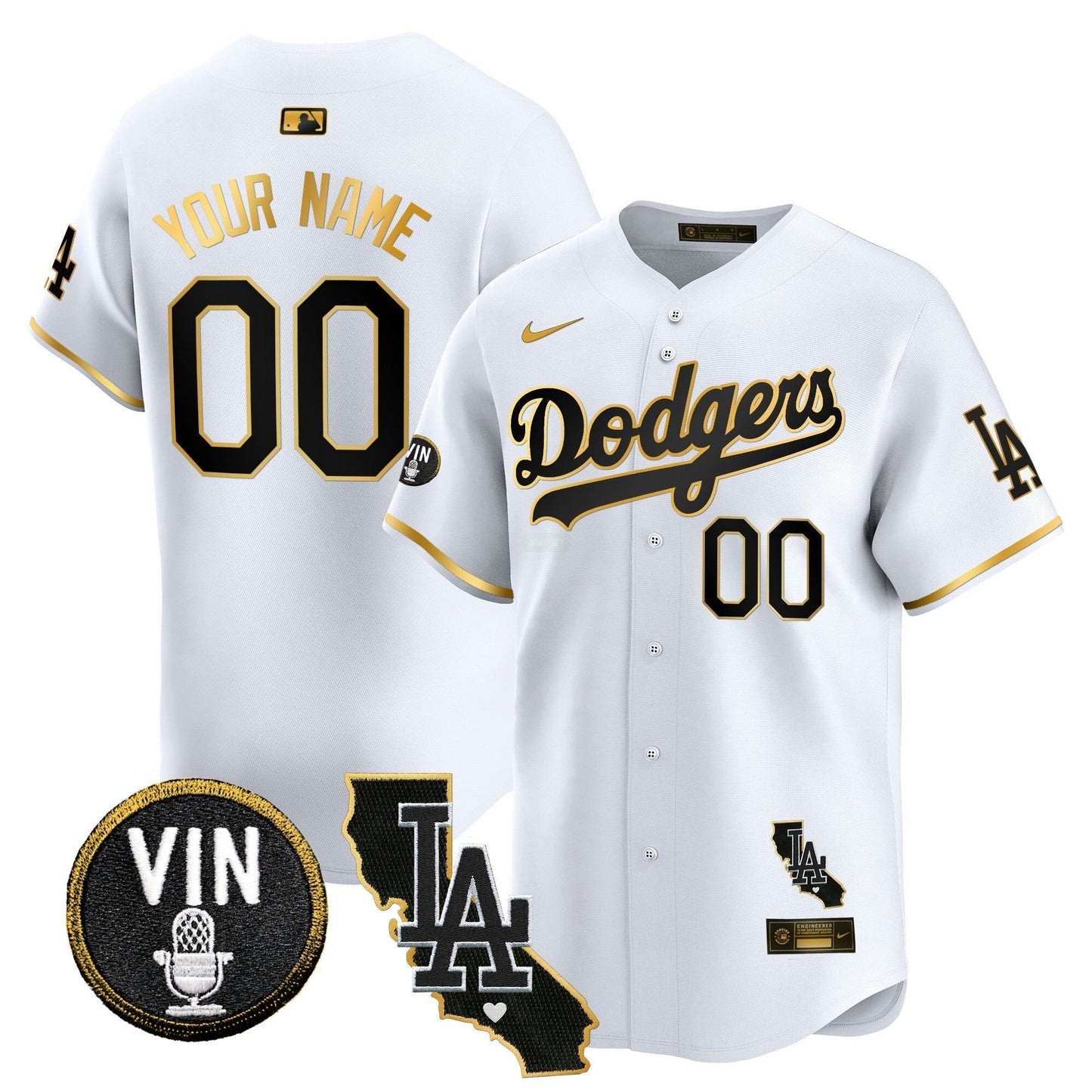 Camisa MLB Vin & California Patch Dourada Trim Vapor Premier Limited Jersey