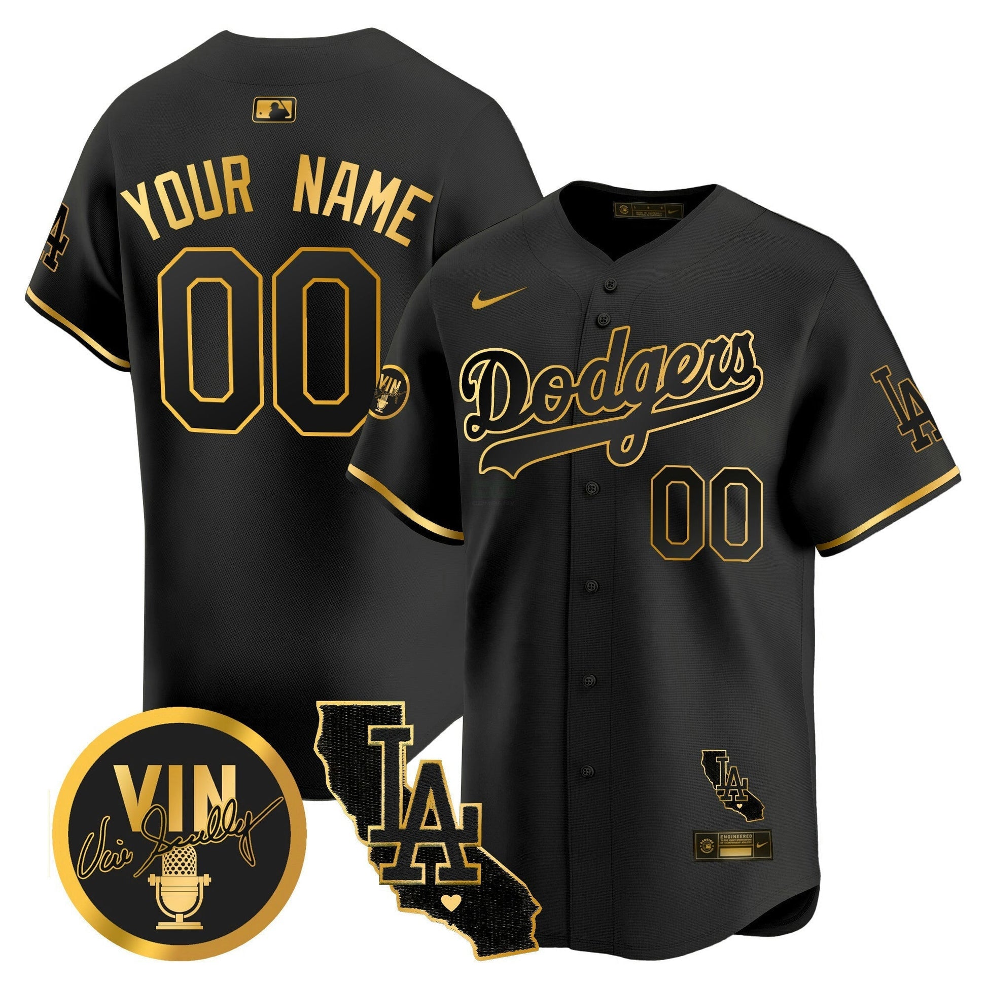Camisa MLB Vin & California Patch Dourada Vapor Premier Limited Jersey