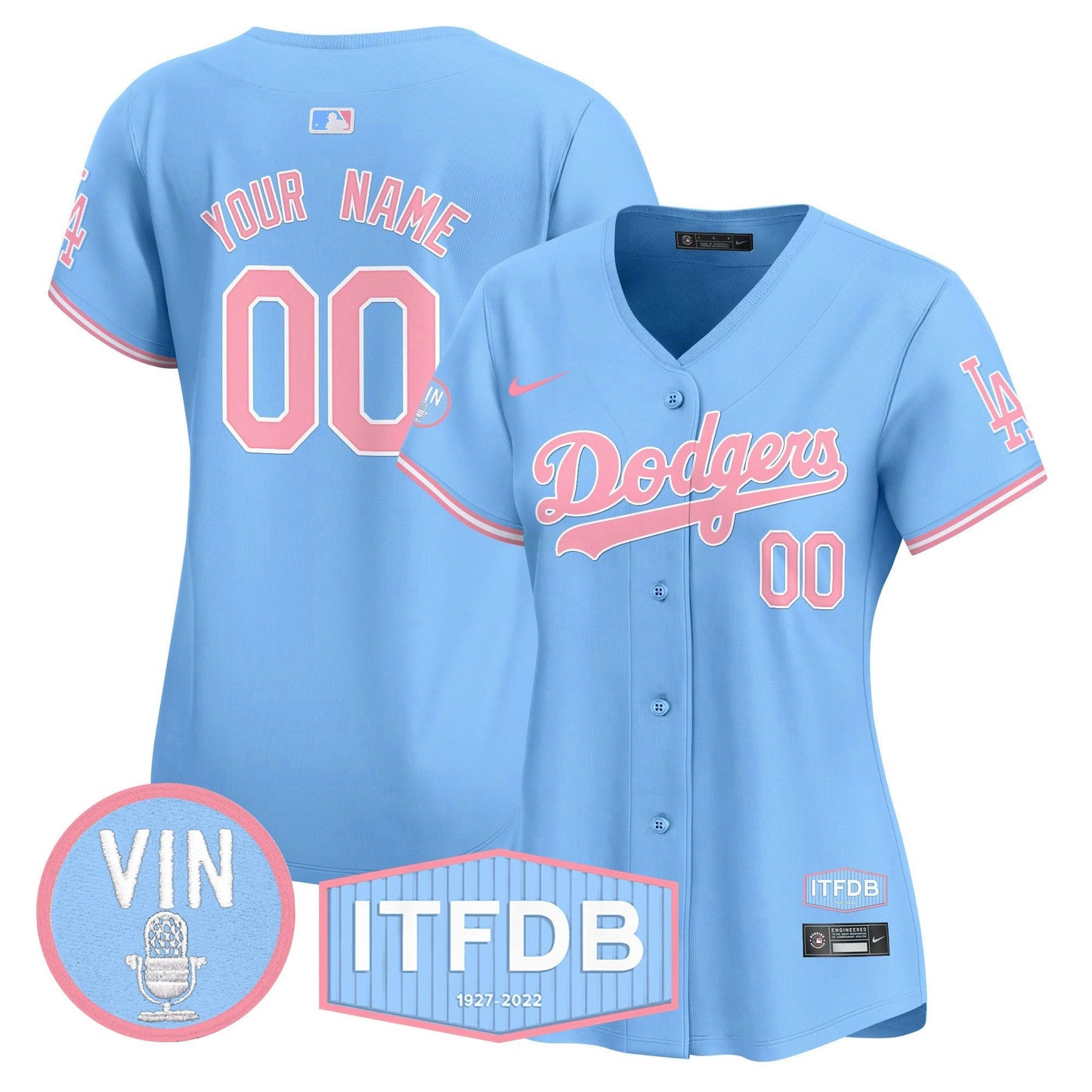 Camisa MLB Vin ITFDB Patch Bubblegum Pink Vapor Premier Limited Jersey