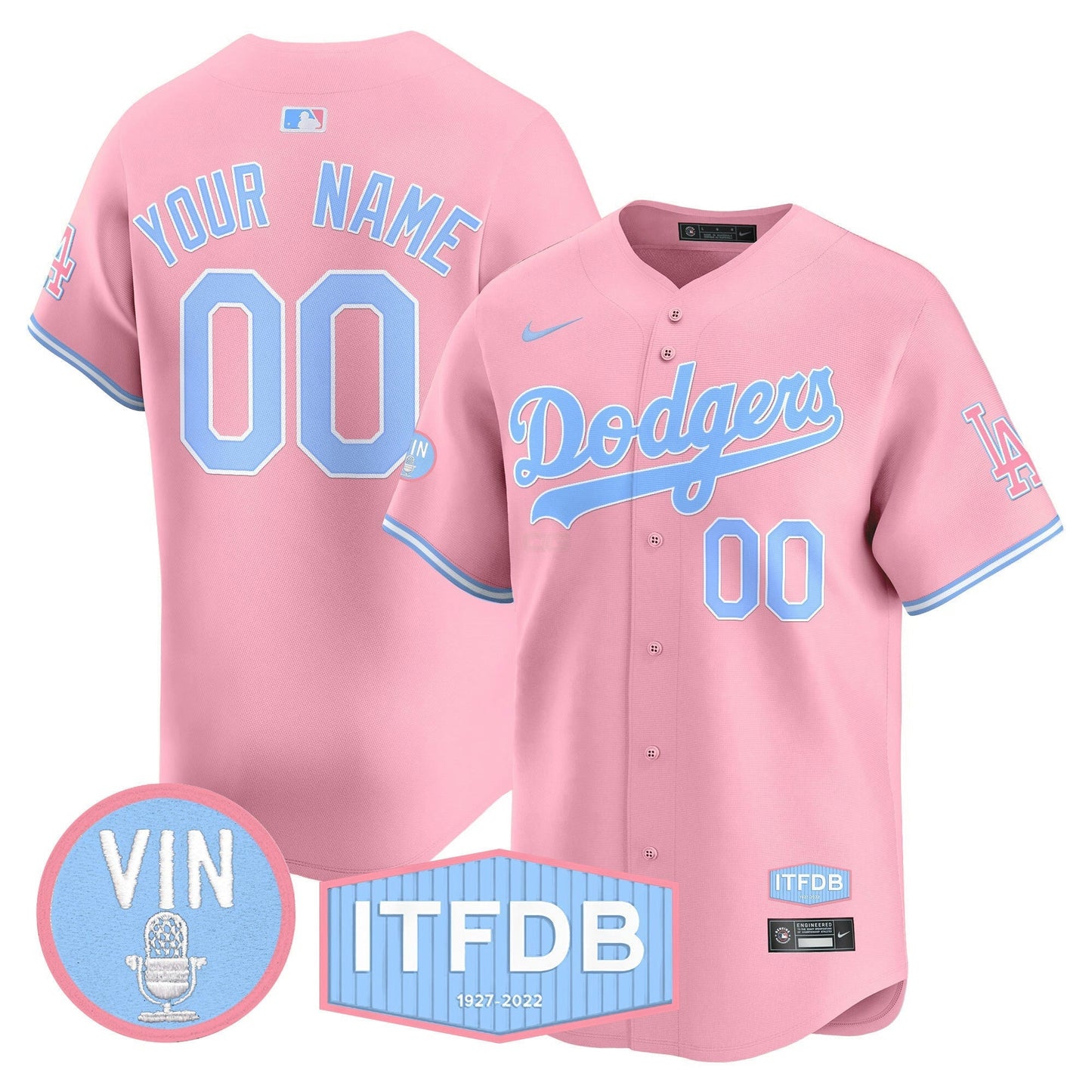 Camisa MLB Vin ITFDB Patch Bubblegum Pink Vapor Premier Limited Jersey