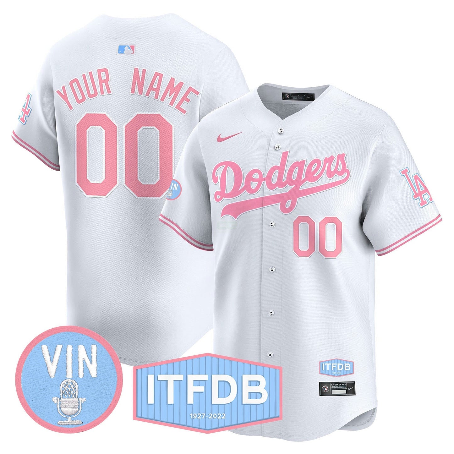 Camisa MLB Vin ITFDB Patch Bubblegum Pink Vapor Premier Limited Jersey