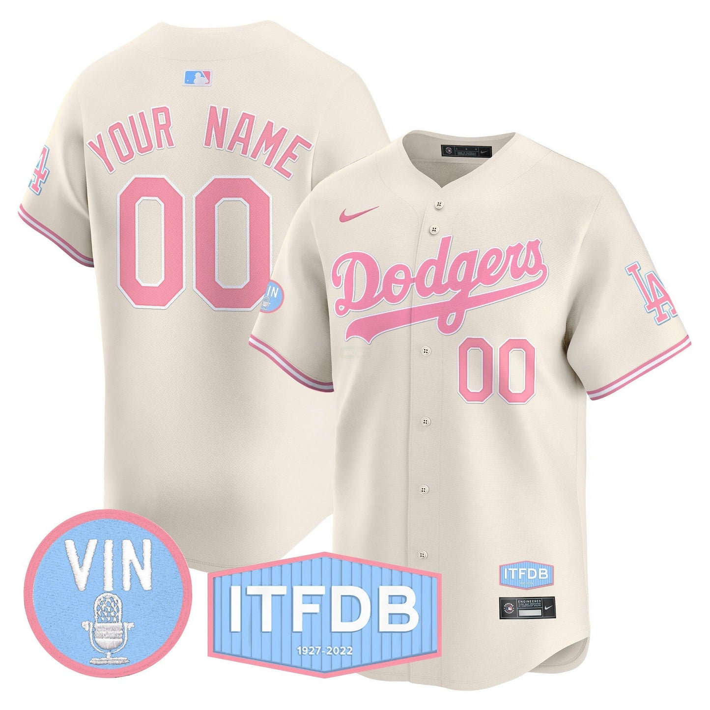 Camisa MLB Vin ITFDB Patch Bubblegum Pink Vapor Premier Limited Jersey