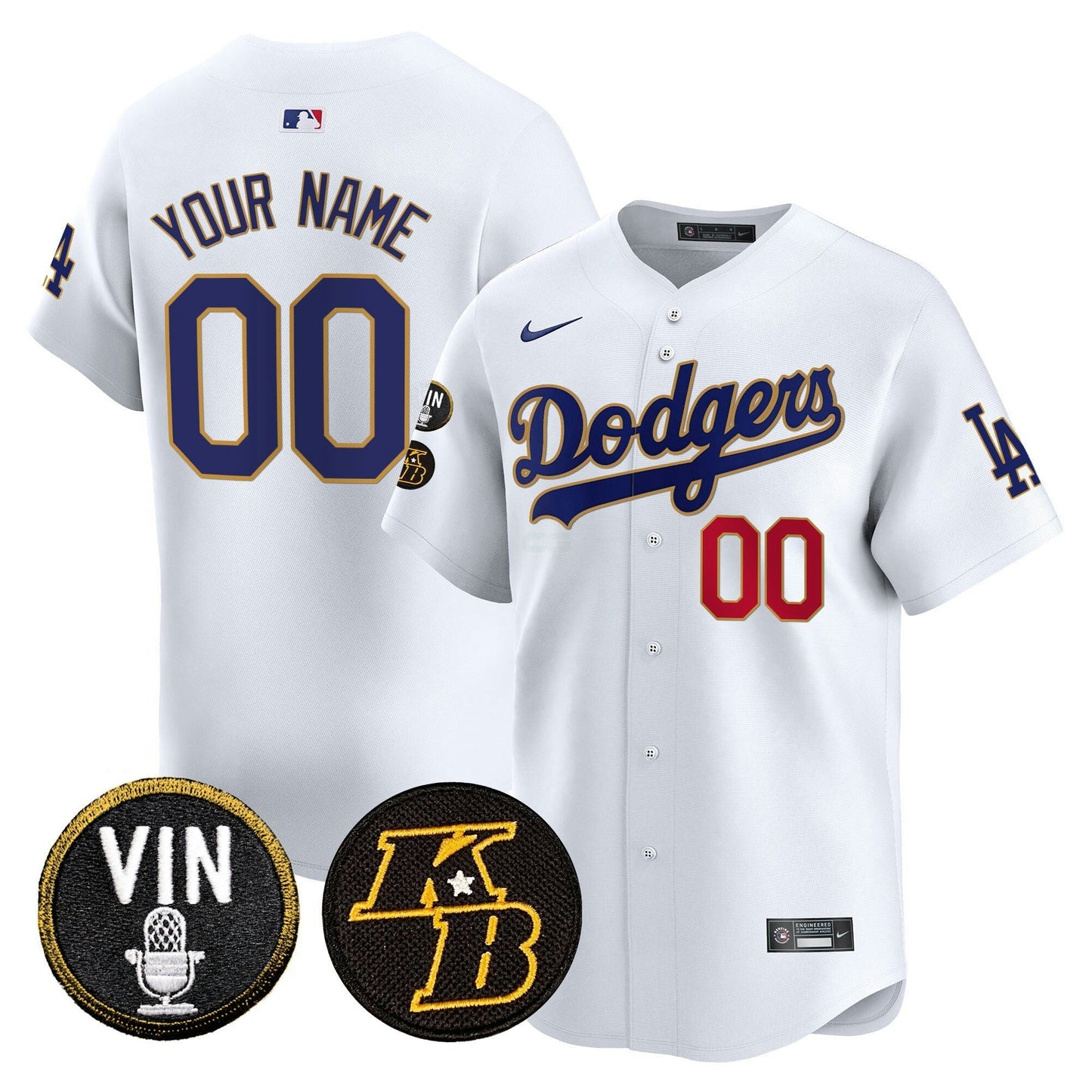 Camisa MLB Vin & Kobe Patch Dourada Trim Vapor Premier Limited Jersey