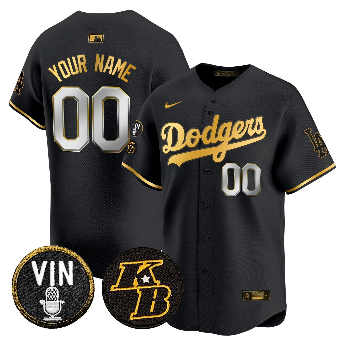 Camisa MLB Vin & Kobe Patch Dourada Trim Vapor Premier Limited Jersey