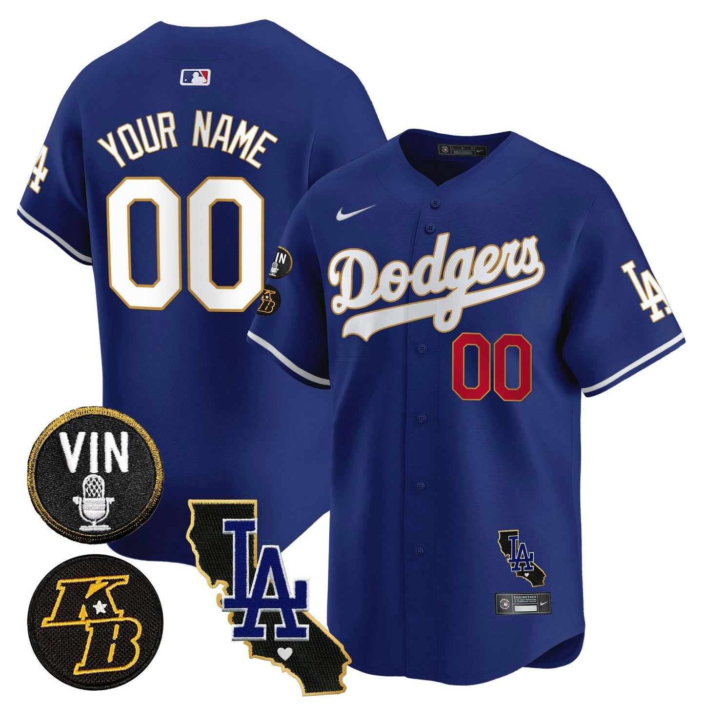 Camisa MLB Vin Patch & Kobe Bryant Gold Trim Vapor Premier Limited Jersey V2