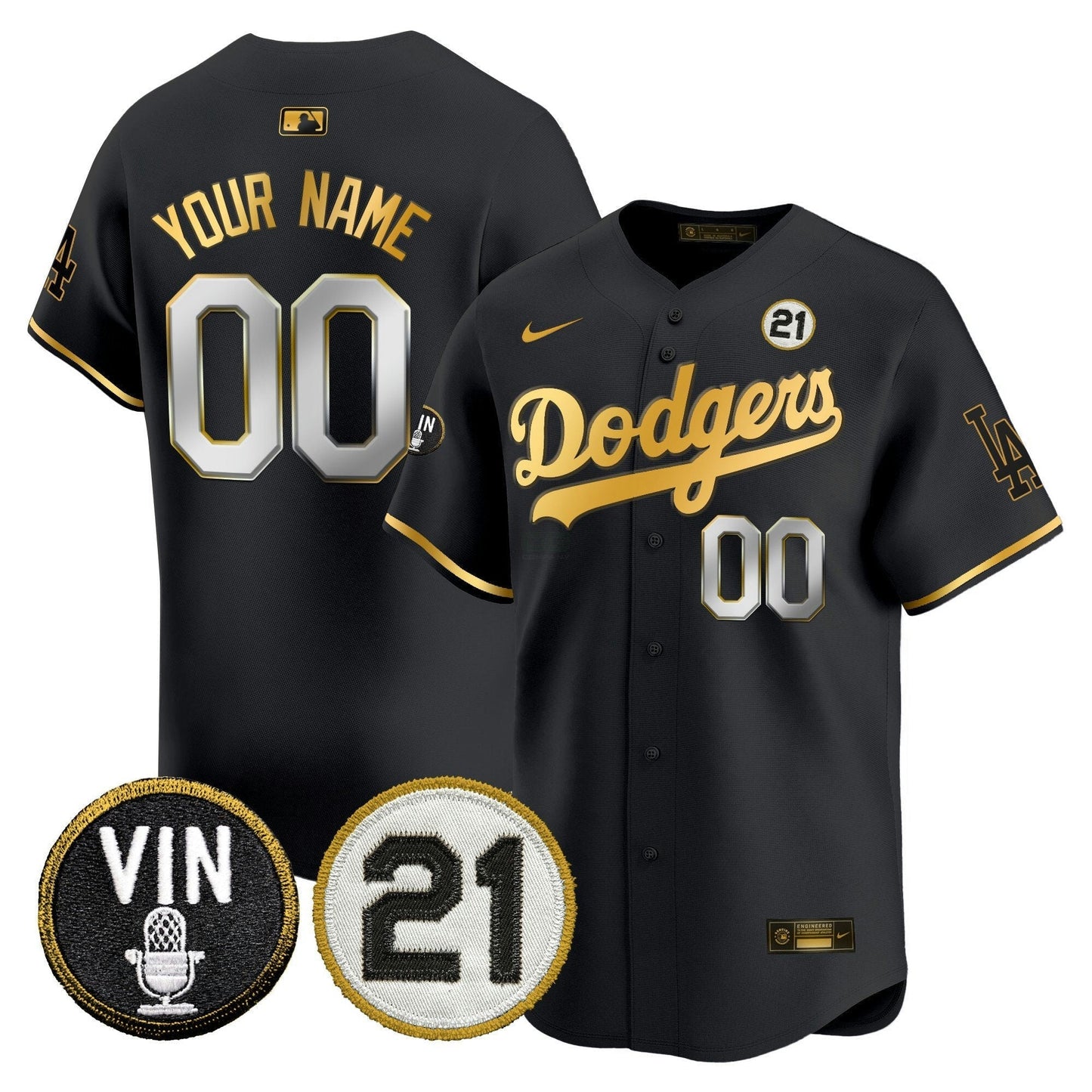 Camisa MLB Vin & Roberto Patch Dourada Trim Vapor Premier Limited Jersey