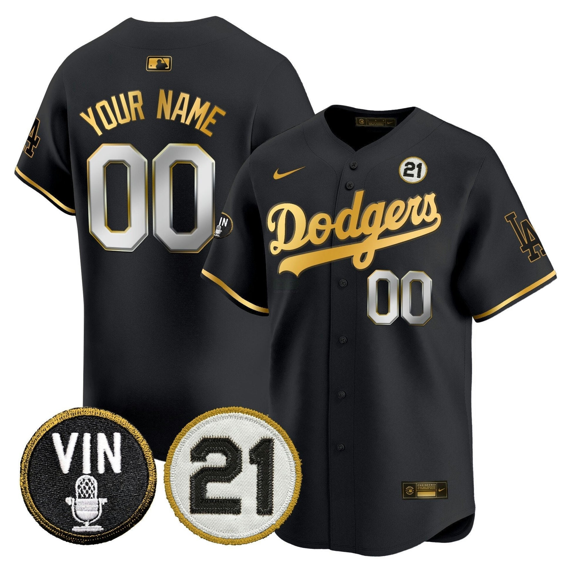 Camisa MLB Vin & Roberto Patch Dourada Trim Vapor Premier Limited Jersey