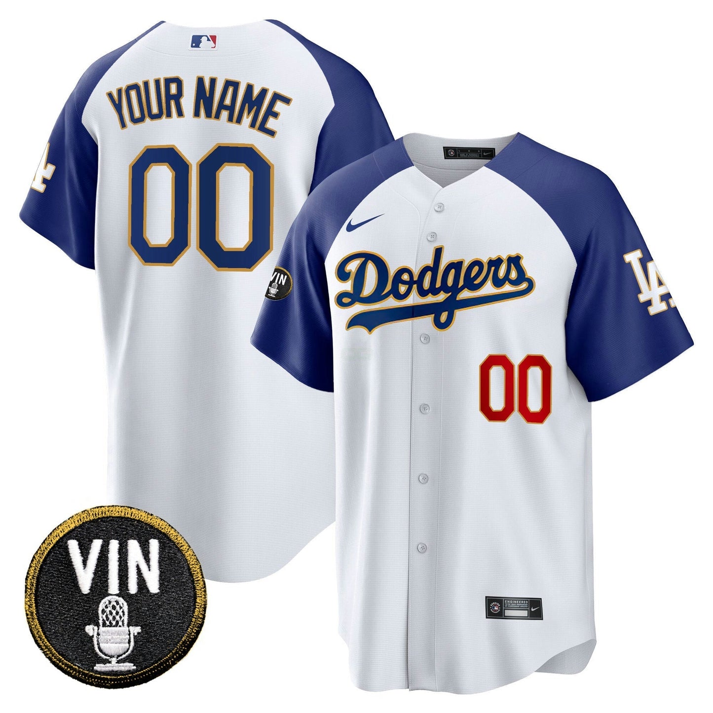 Camisa MLB Vin Scully Patch Cool Base Dourada Trim Jersey V2