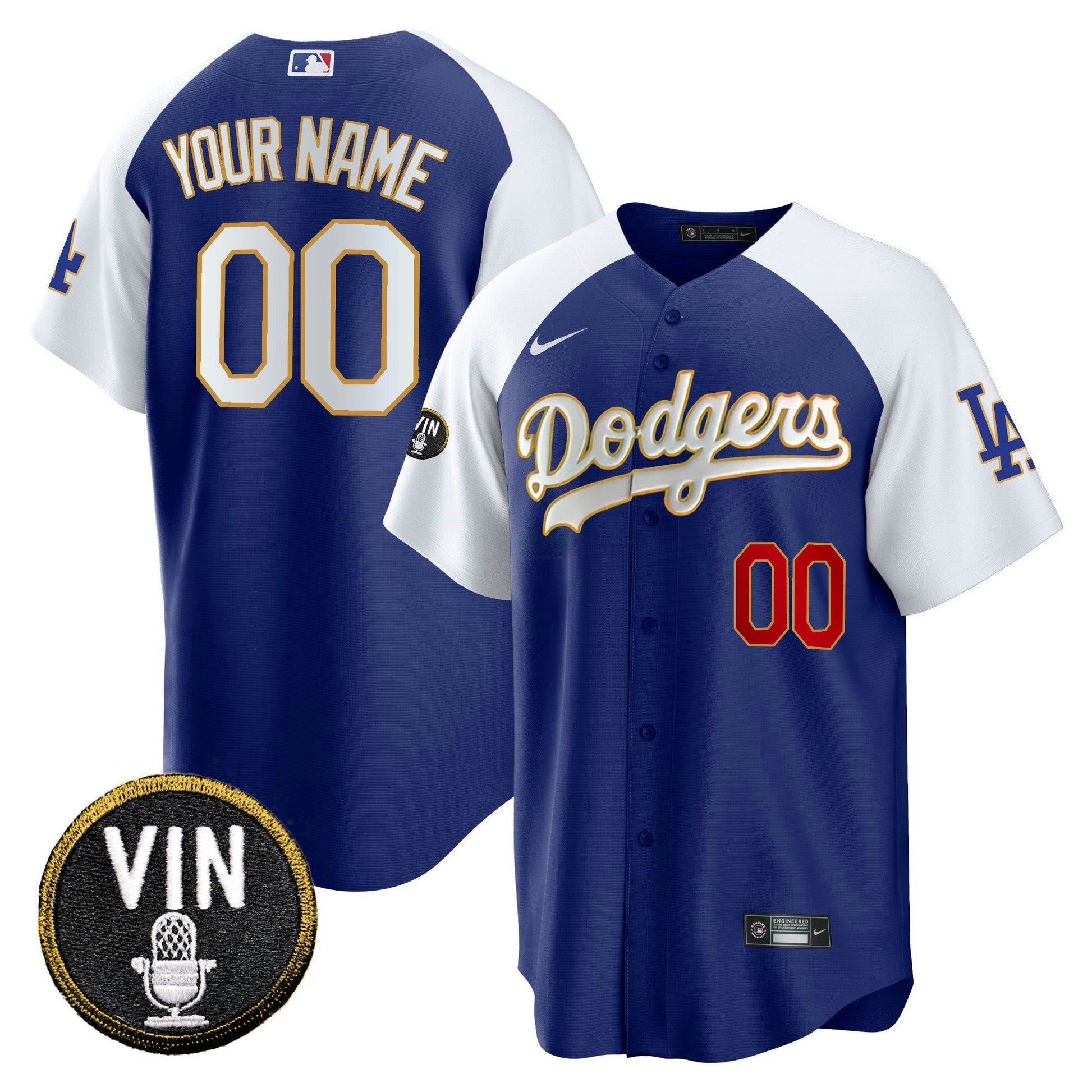 Camisa MLB Vin Scully Patch Cool Base Dourada Trim Jersey V2