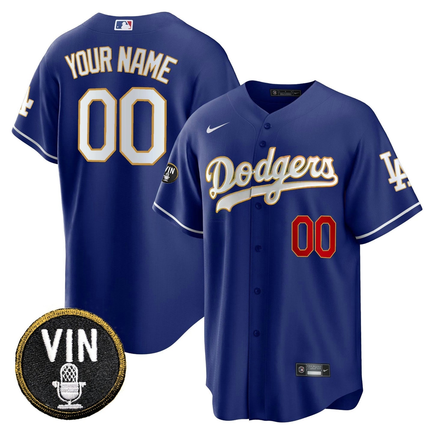 Camisa MLB Vin Scully Patch Cool Base Dourada Trim Jersey V2