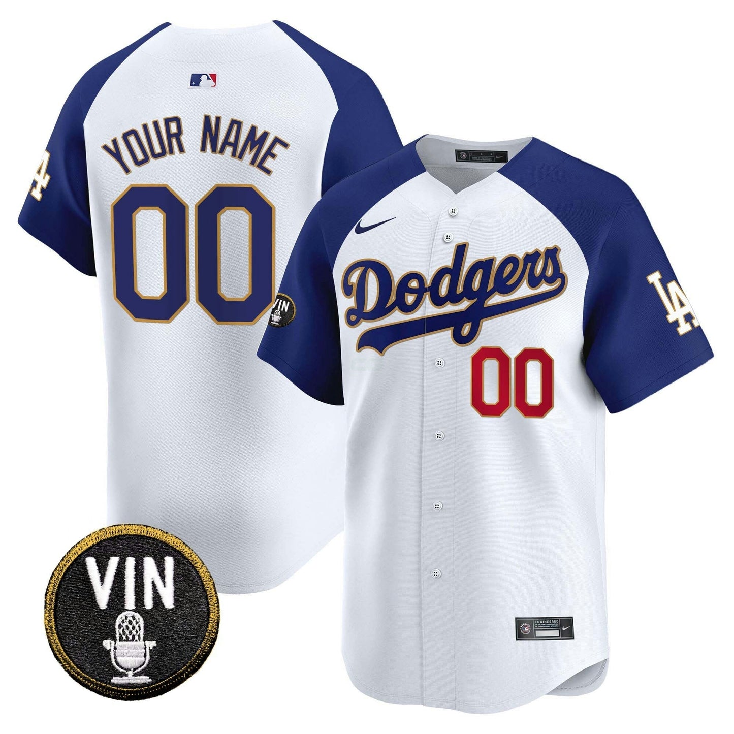 Camisa MLB Vin Scully Patch Dourada Trim Vapor Premier Limited Jersey